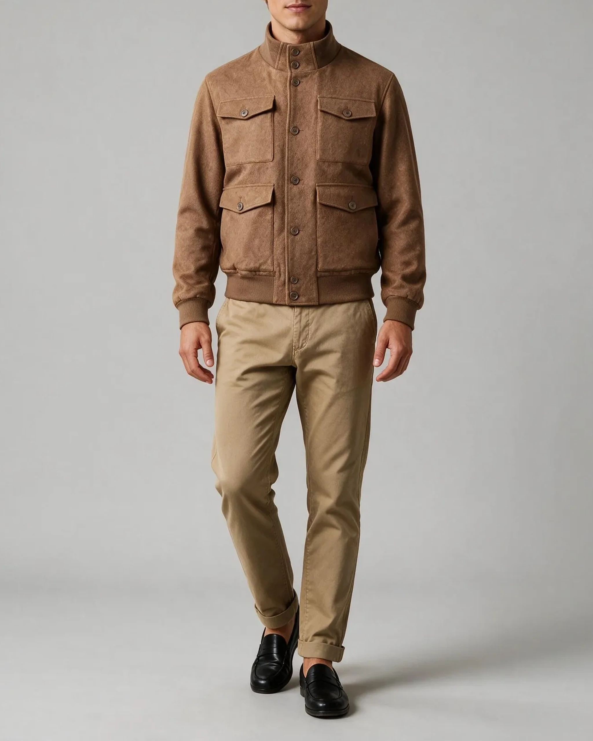 Camel Bomber Jacket, på model