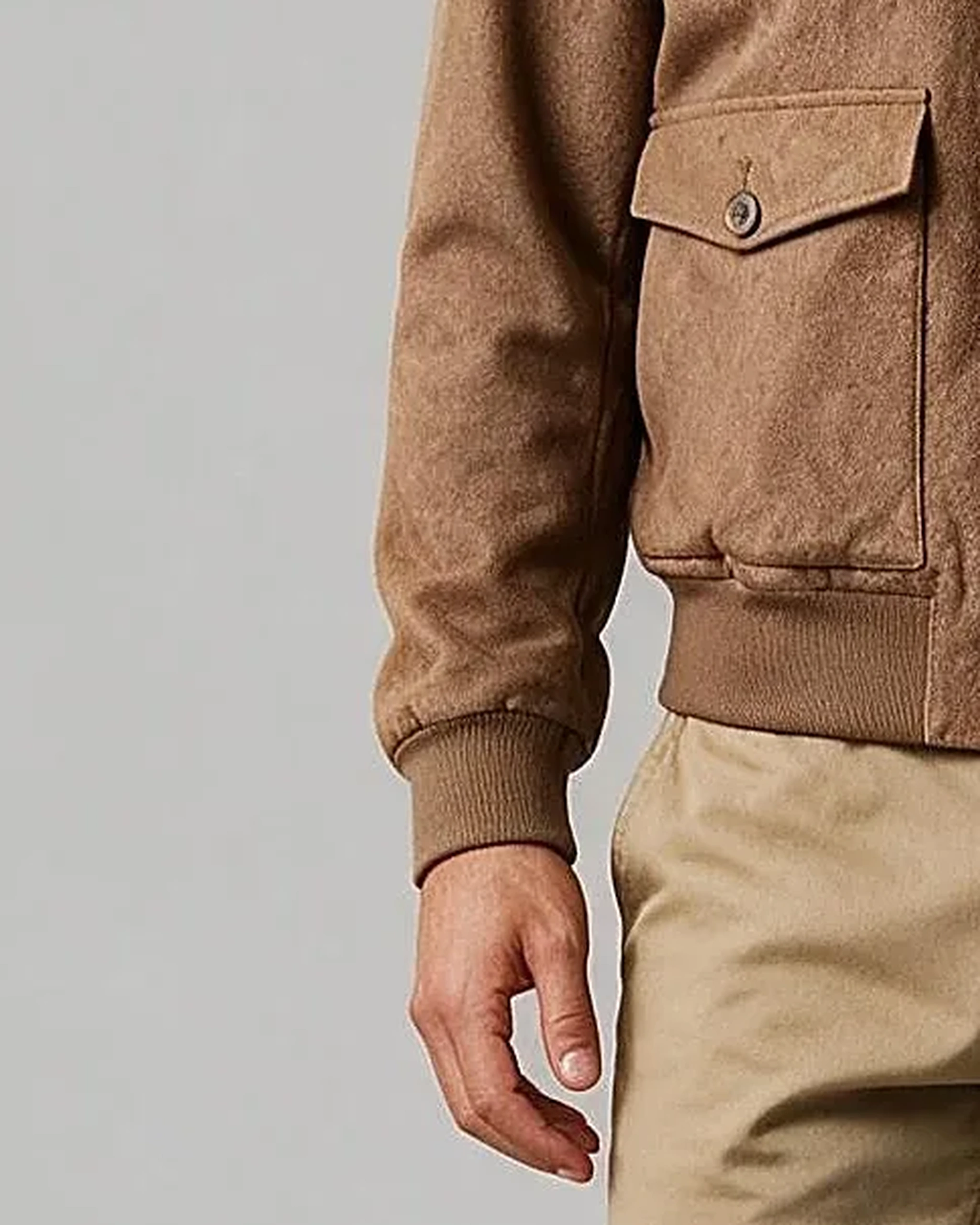 Camel Bomber Jacket, detalje af manchetten