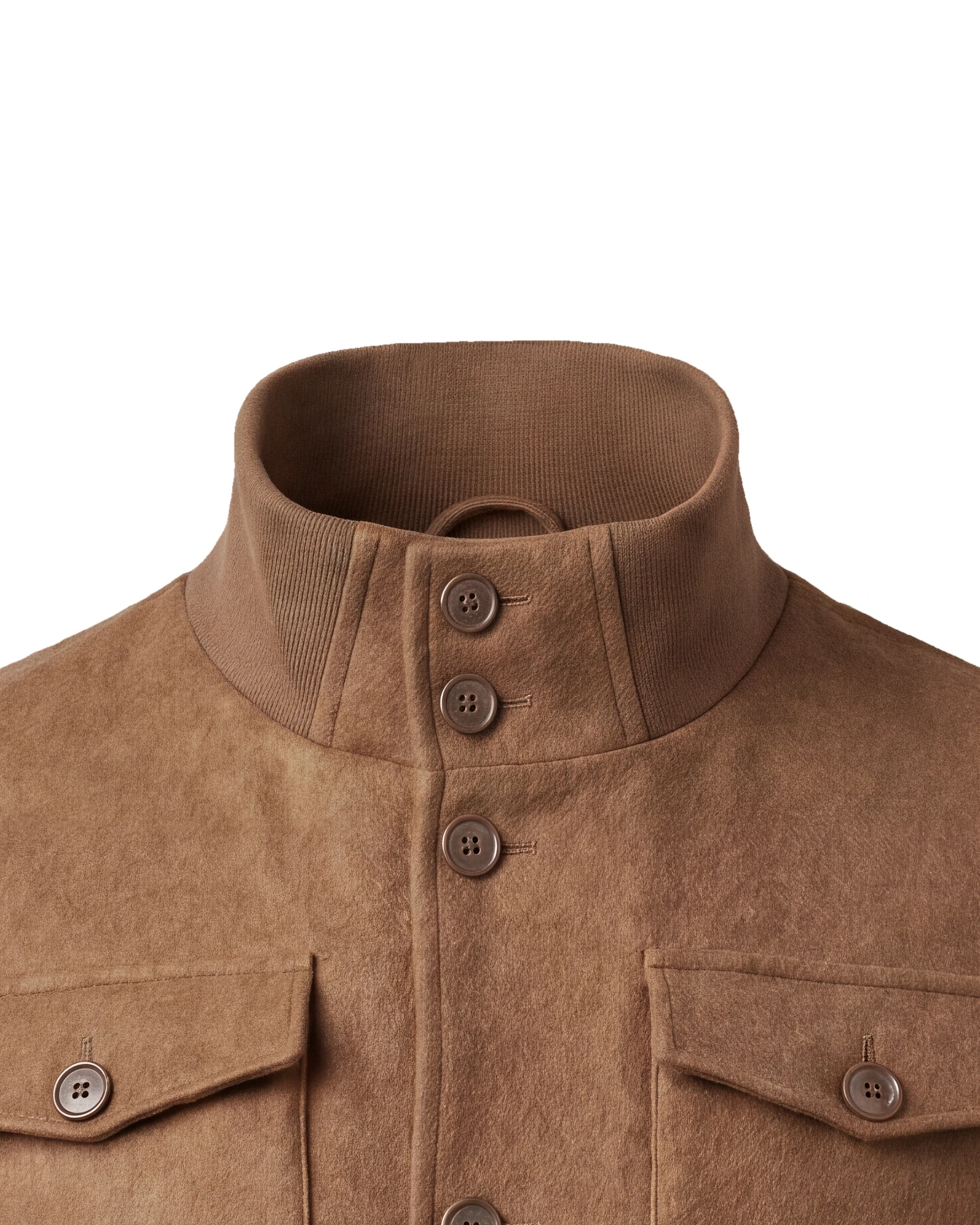 Camel Bomber Jacket, nærbillede af kraven