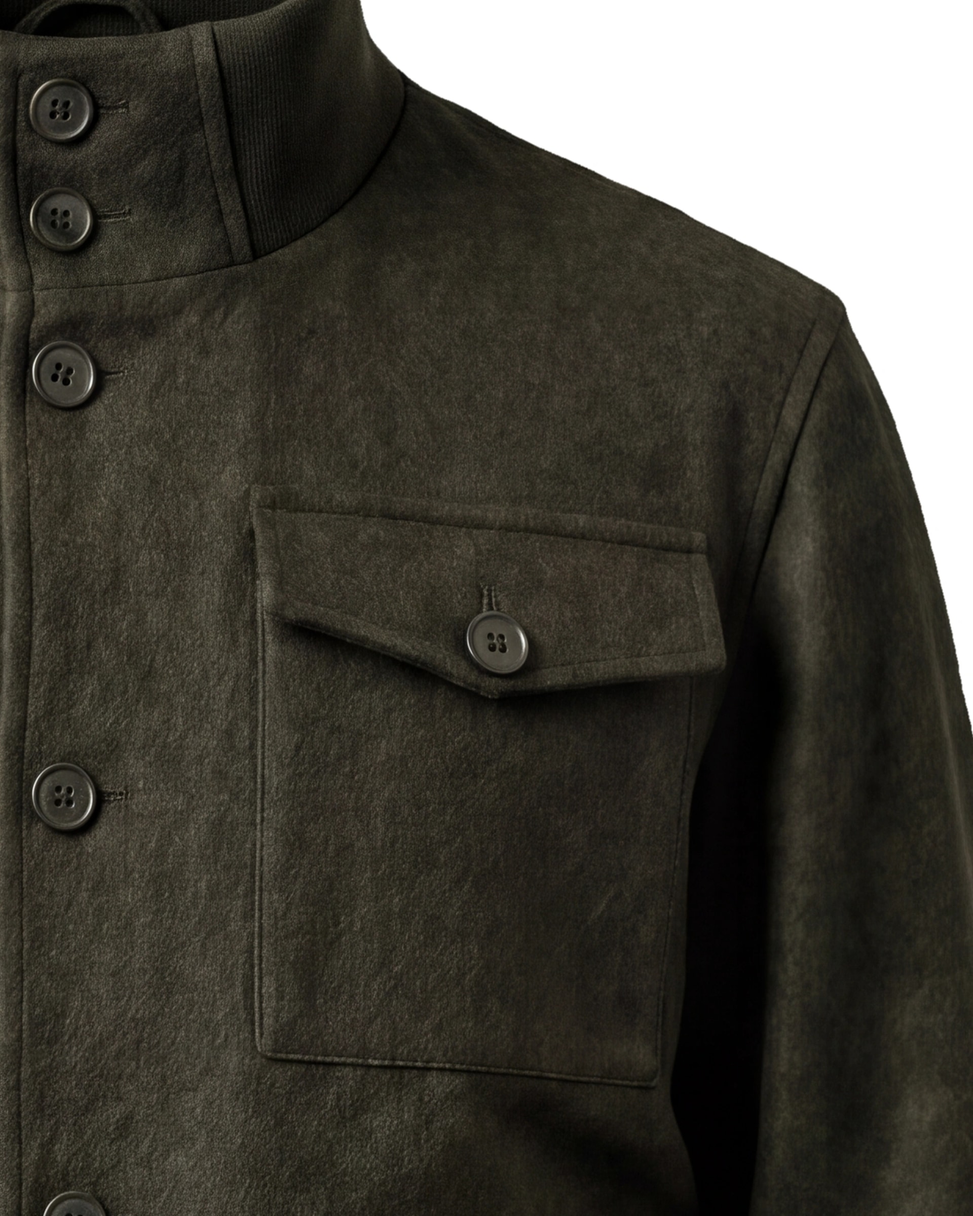 Dark Olive Bomber Jacket, pocket close-up
