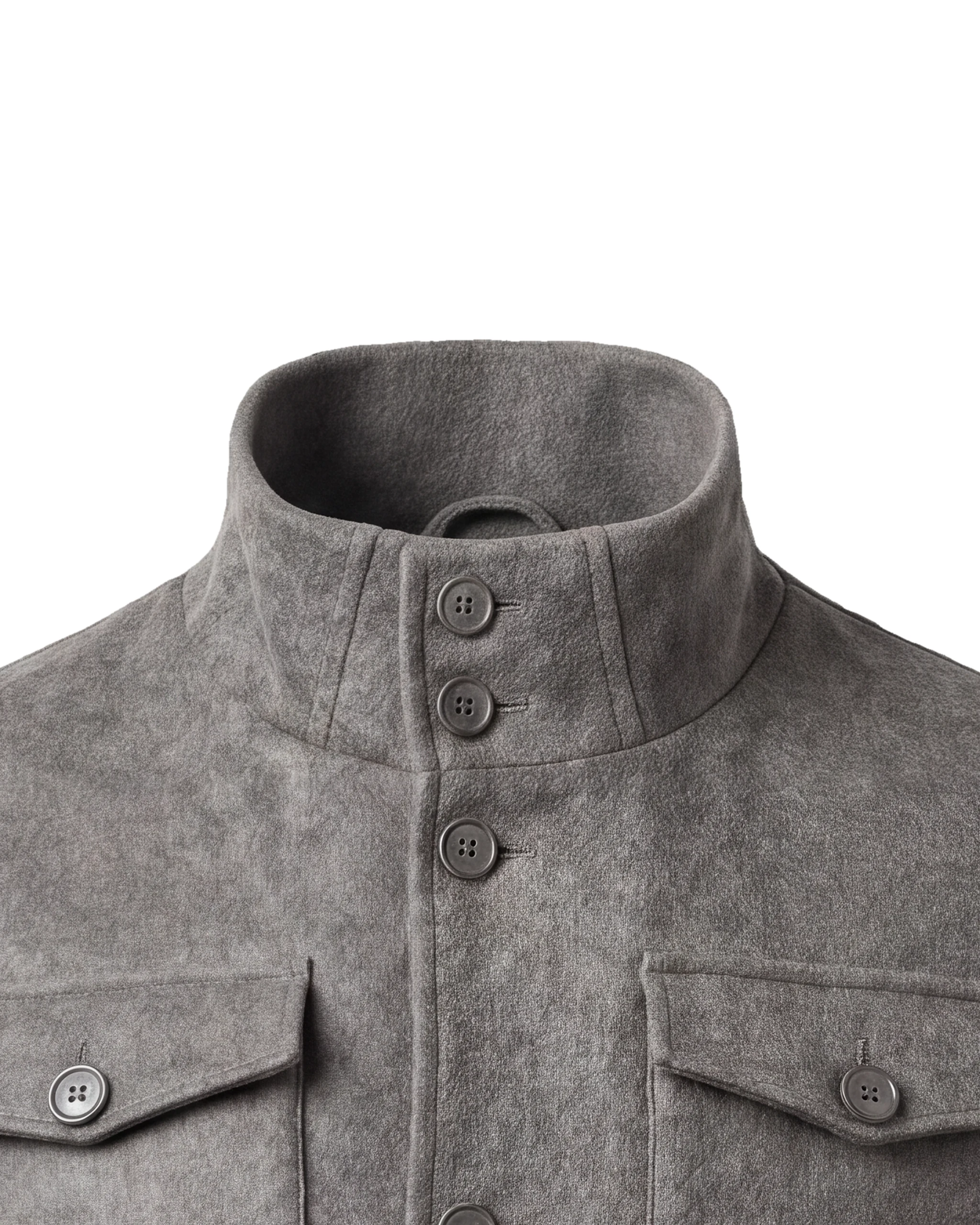 Lysegrå meleret Bomber Jacket, nærbillede af kraven