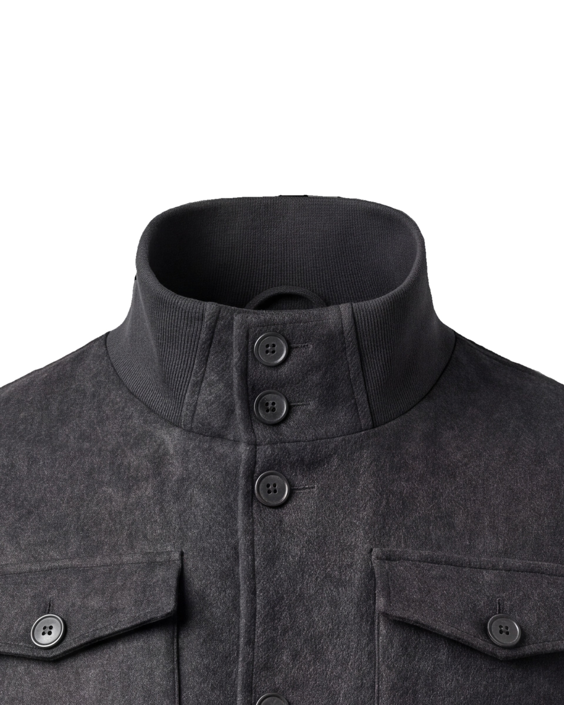 Koksgrå Bomber Jacket, nærbillede af kraven