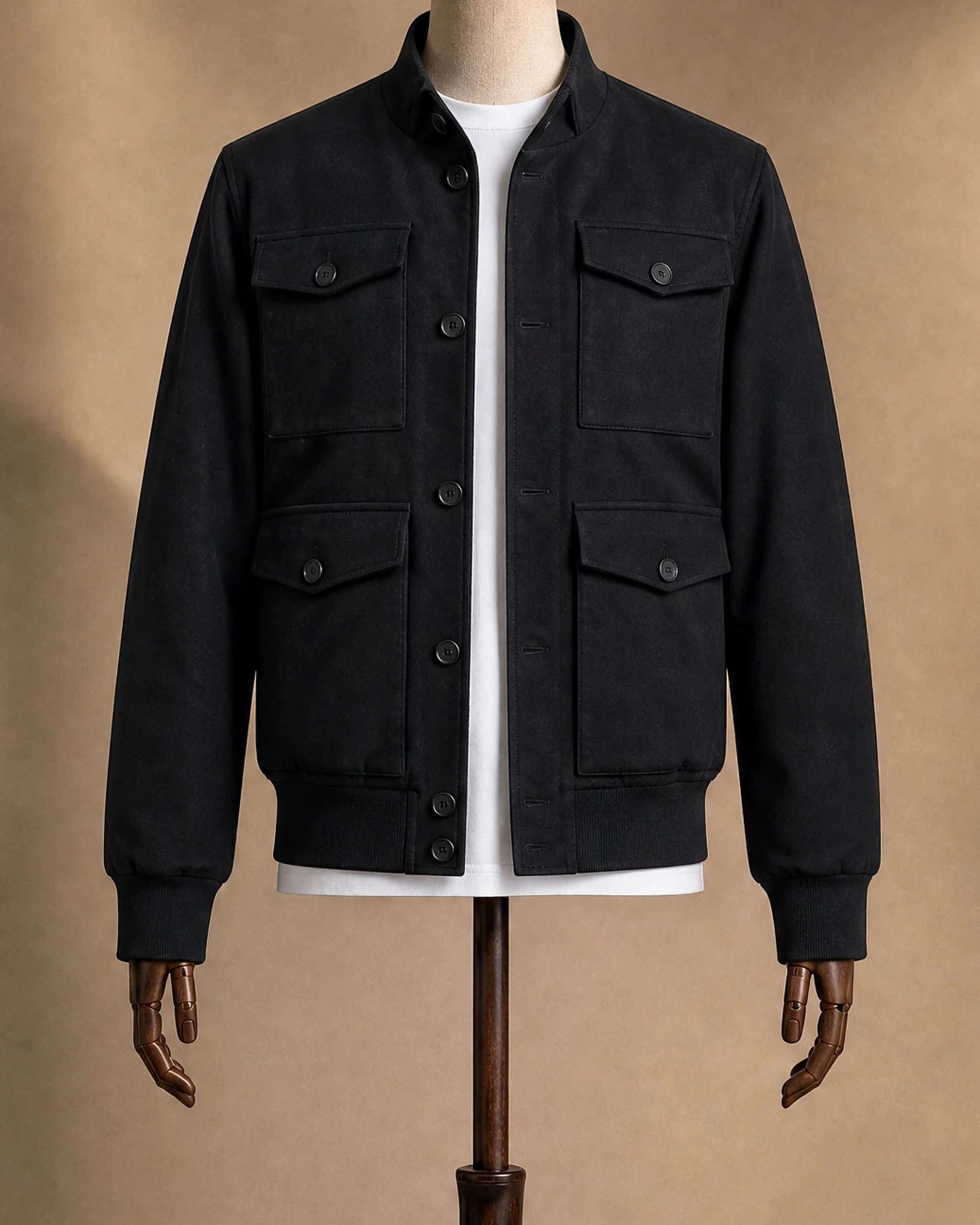 Black Bomber Jacket, cuff detail