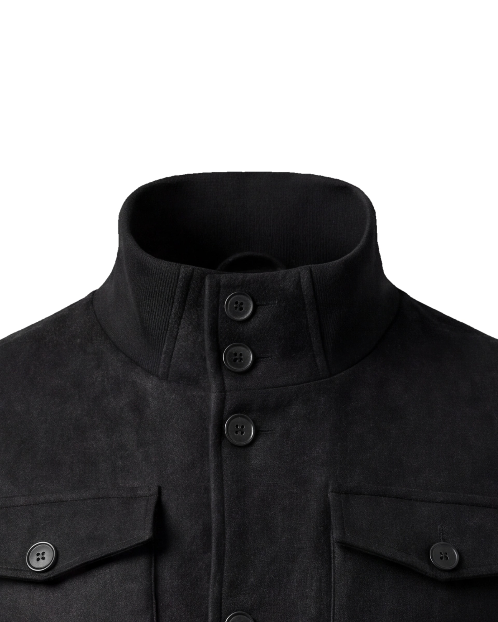 Black Bomber Jacket, collar close-up