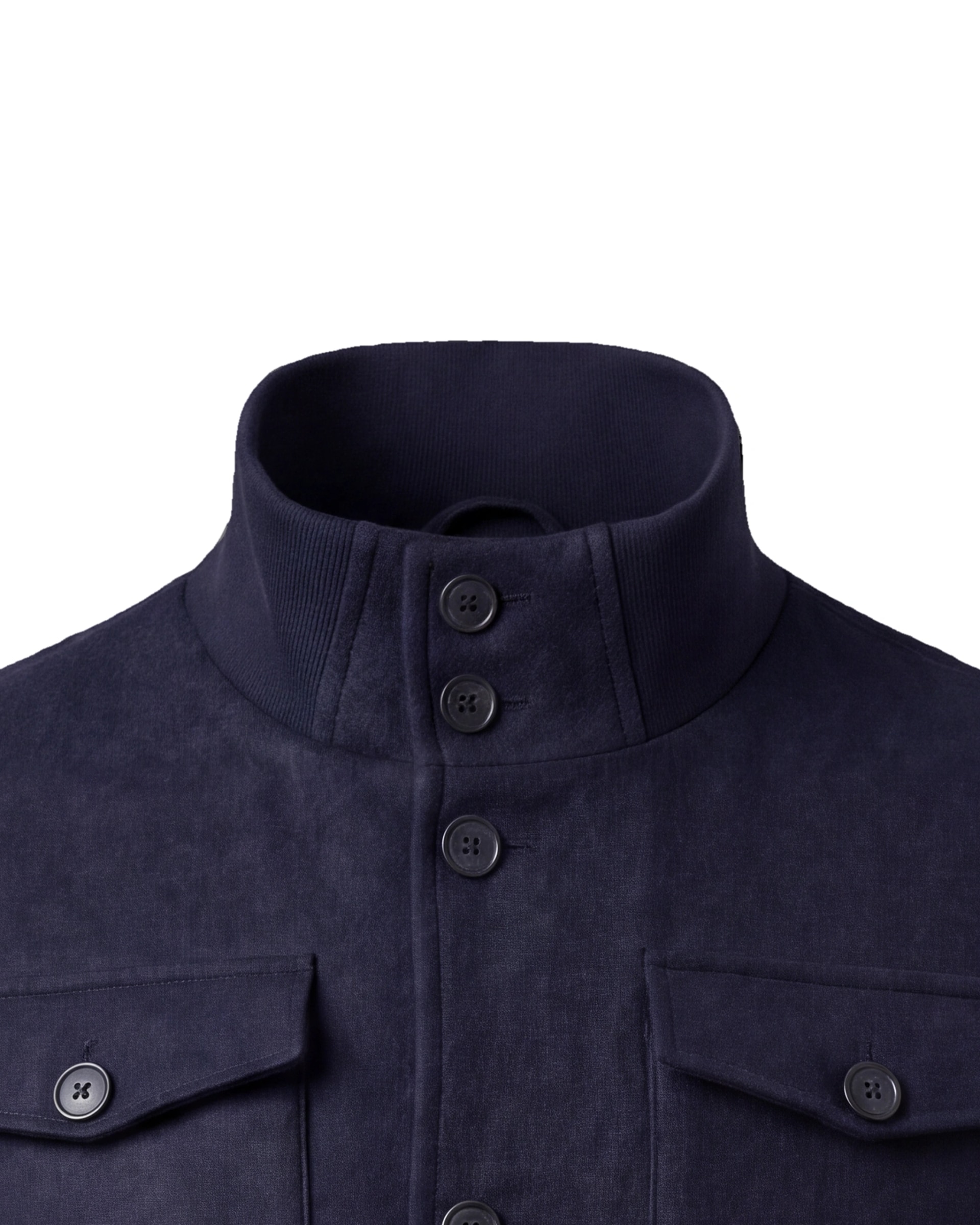 Navy Bomber Jacket, collar close-up
