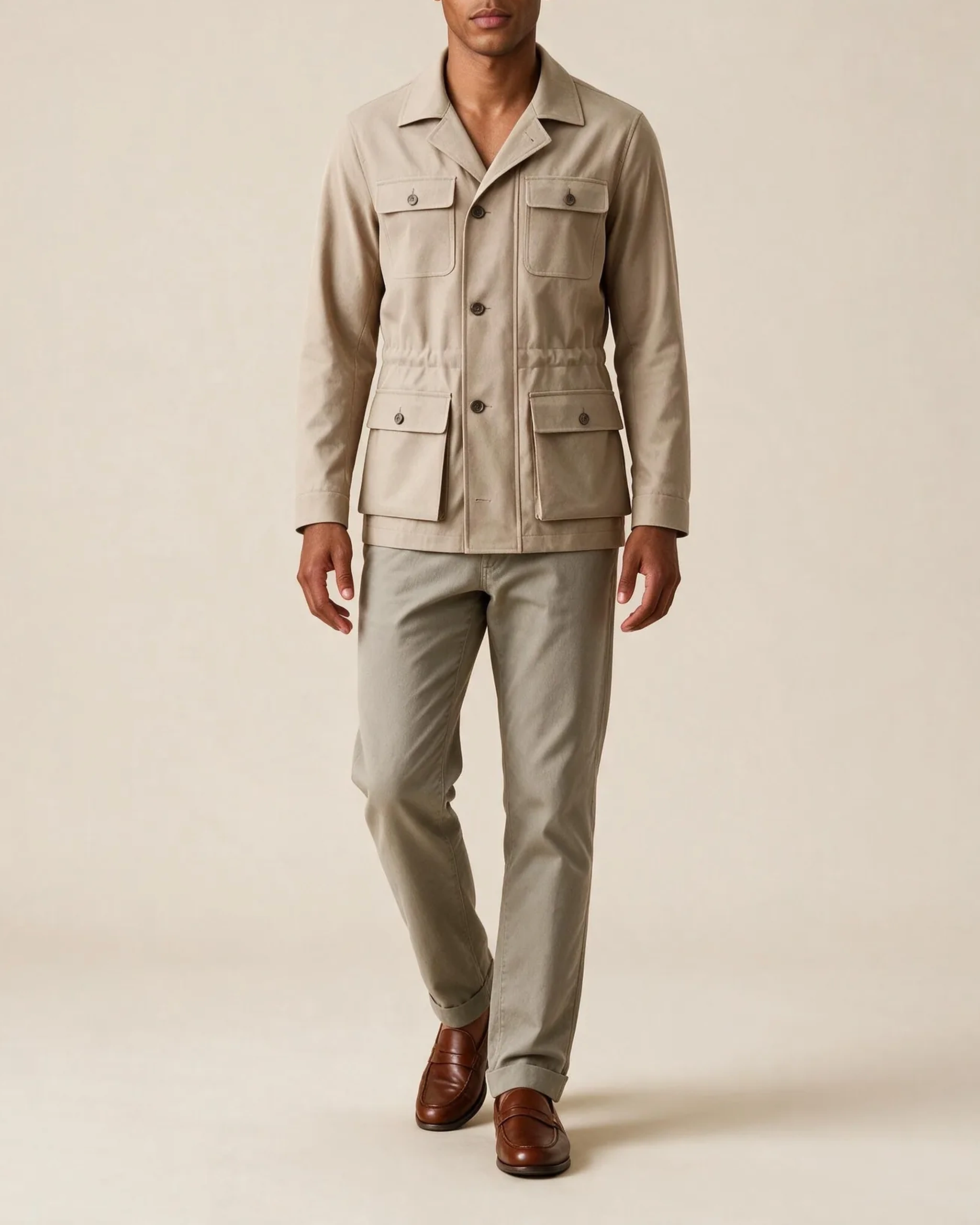 Stone-Coloured Field Jacket, on model