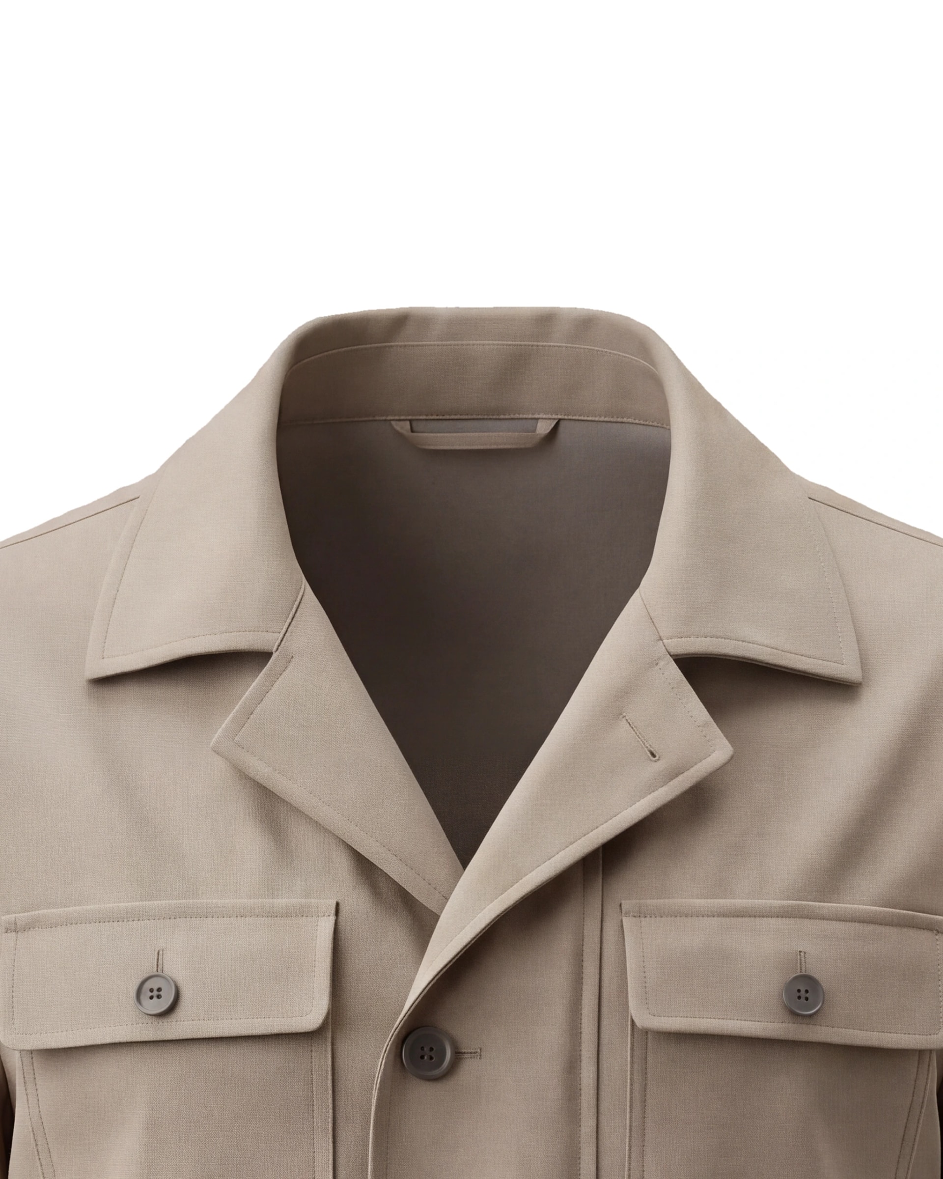Stenfarvet Field jacket, nærbillede af kraven