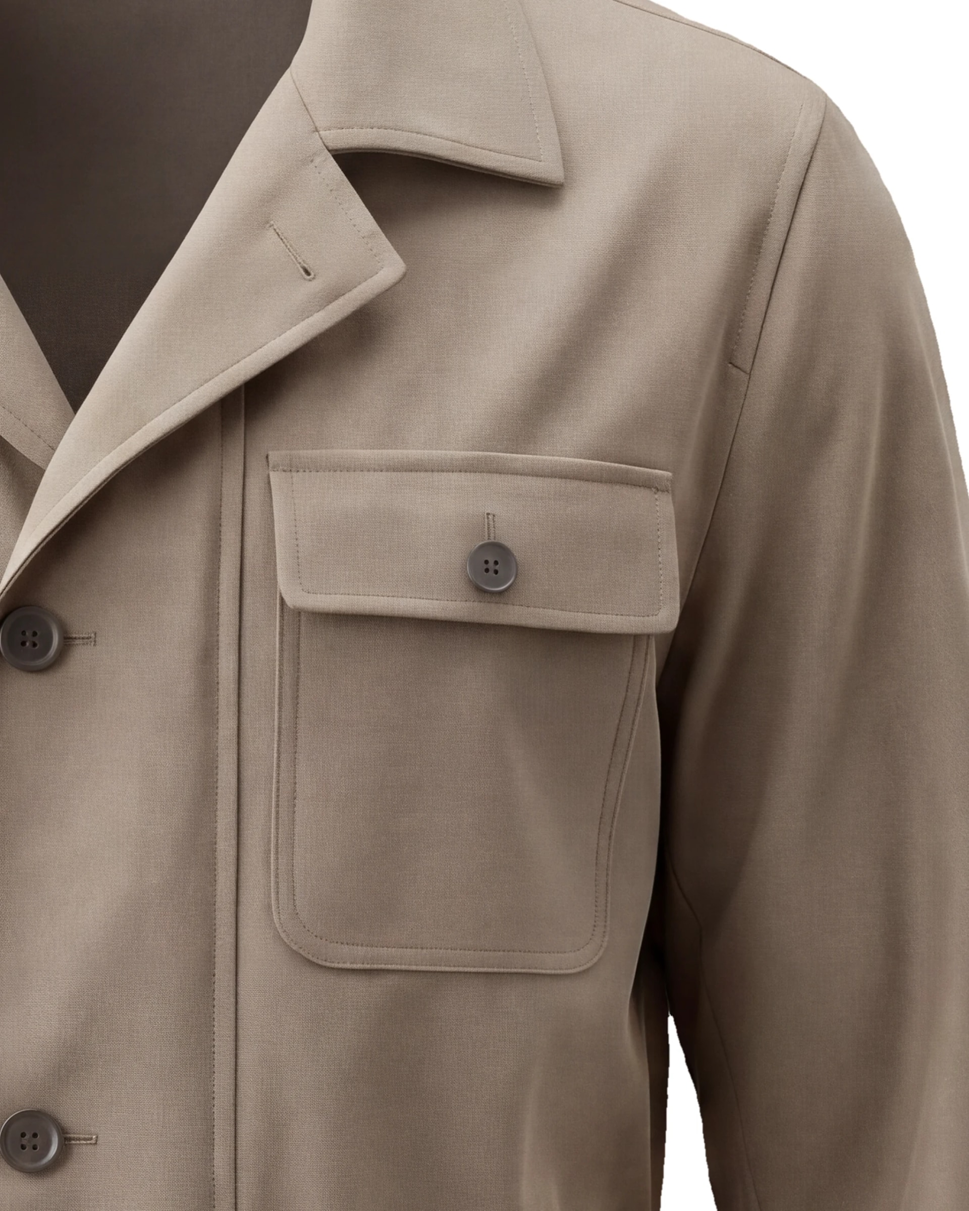 Stenfarvet Field jacket, nærbillede af lommen