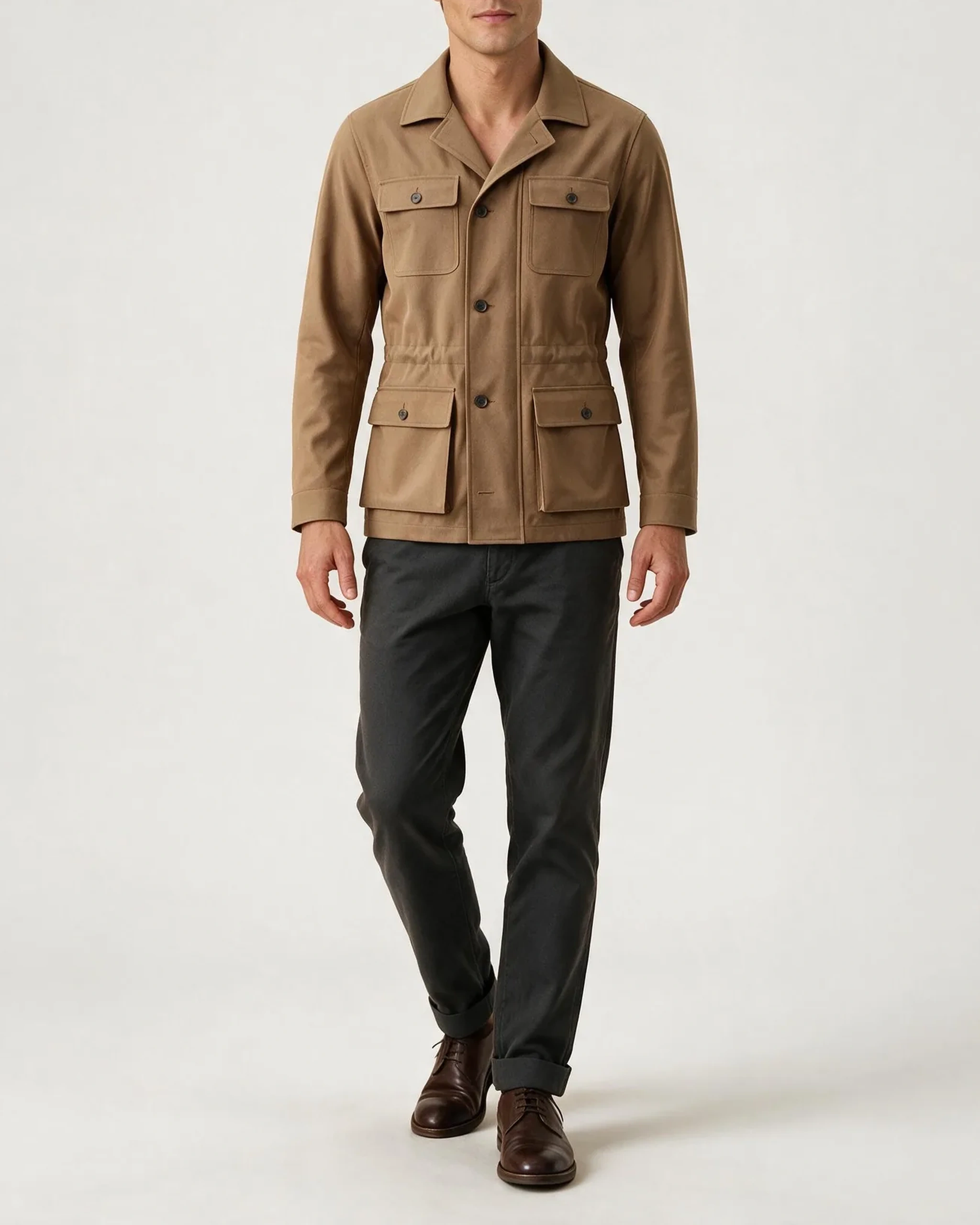 Camel Field Jacket AW26, on model
