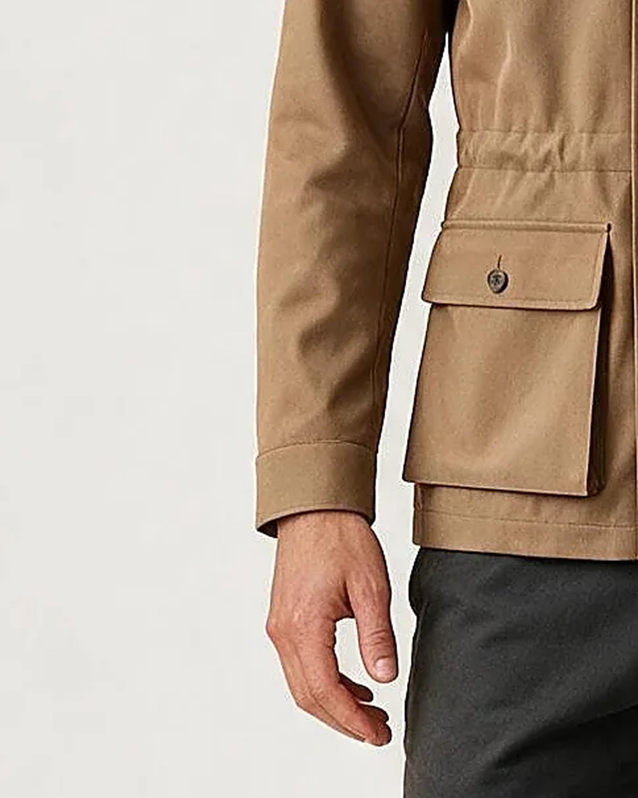 Camel Field jacket AW26, detalje af manchetten