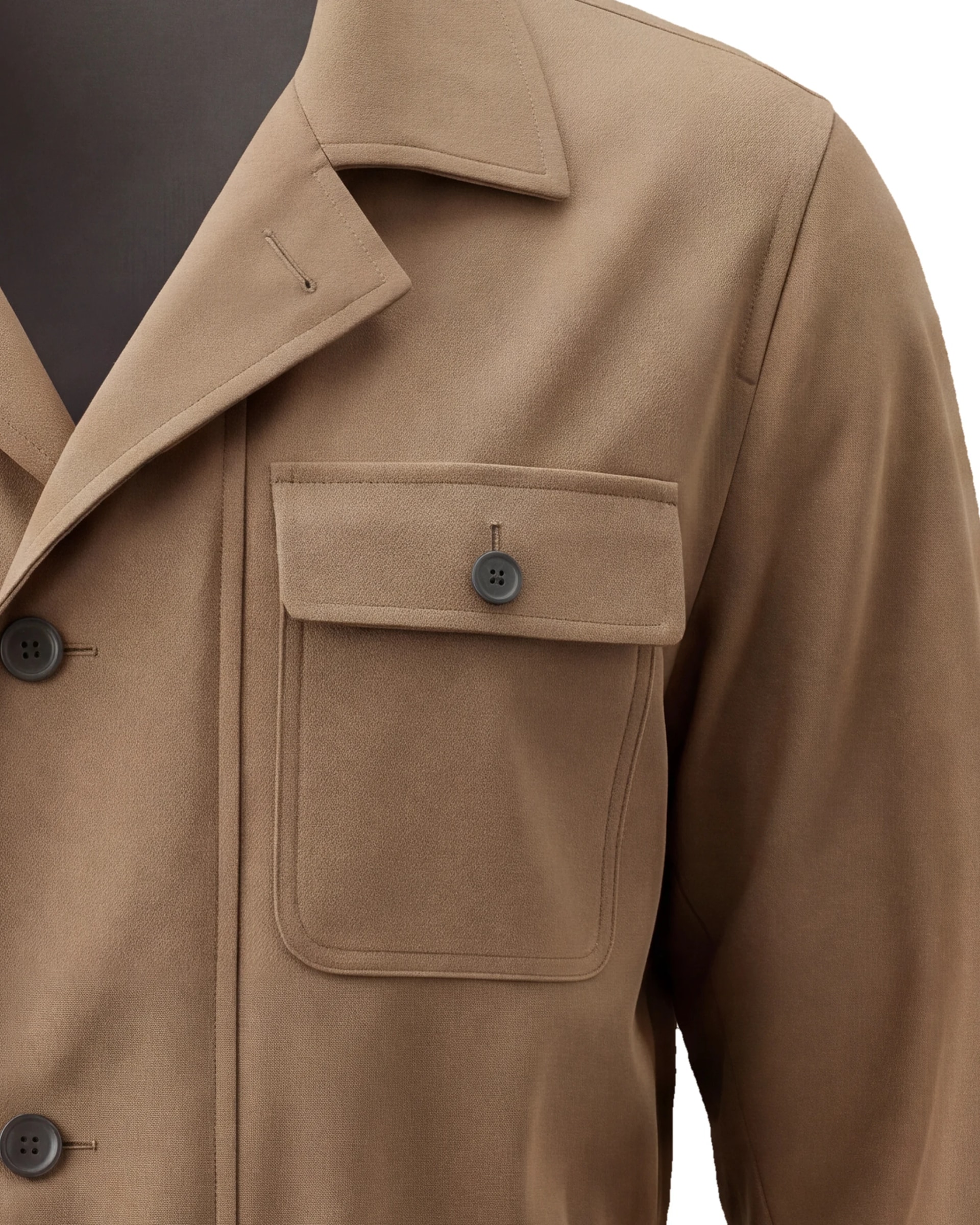 Camel Field Jacket AW26, pocket close-up