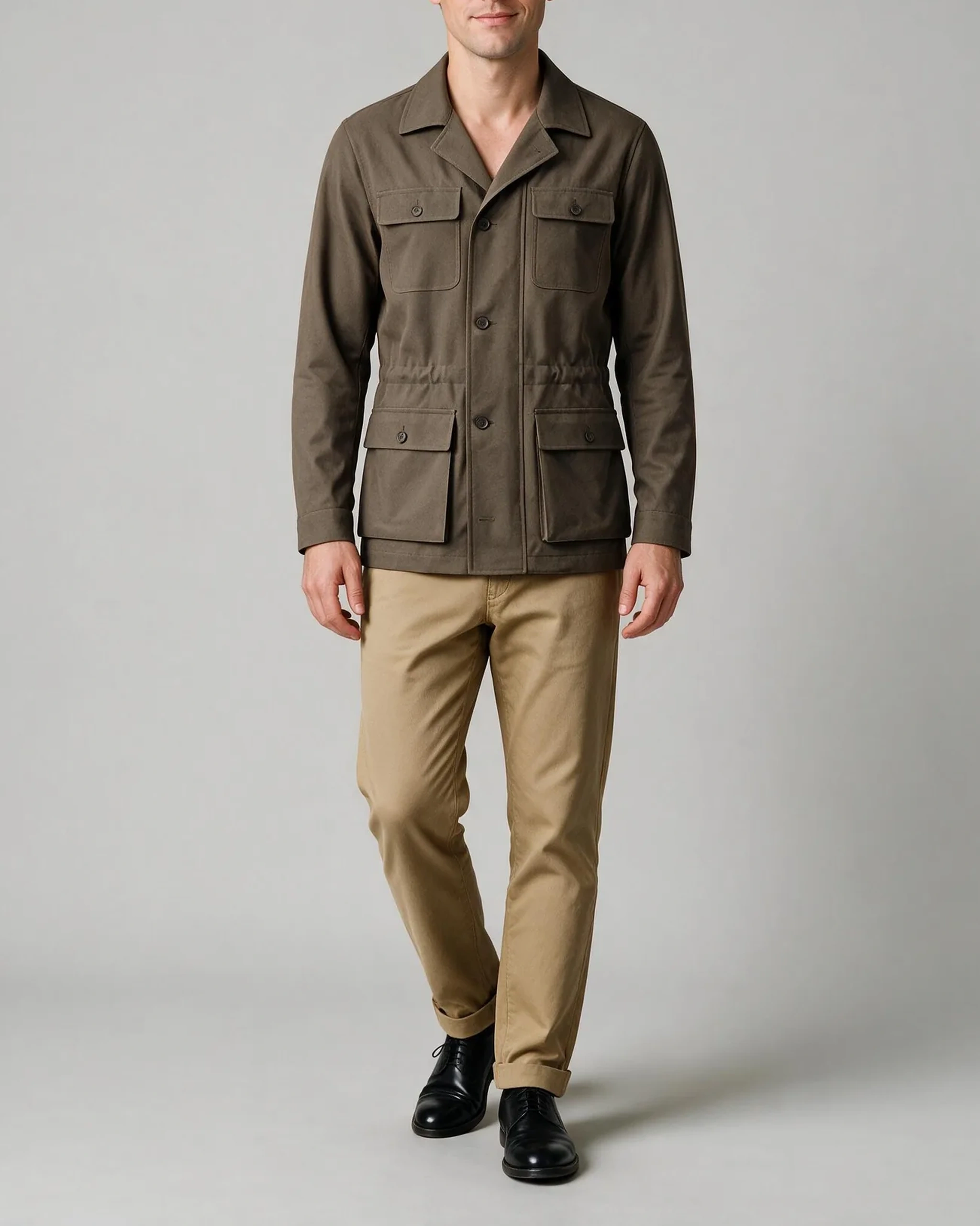 Khakigrøn Field jacket, på model