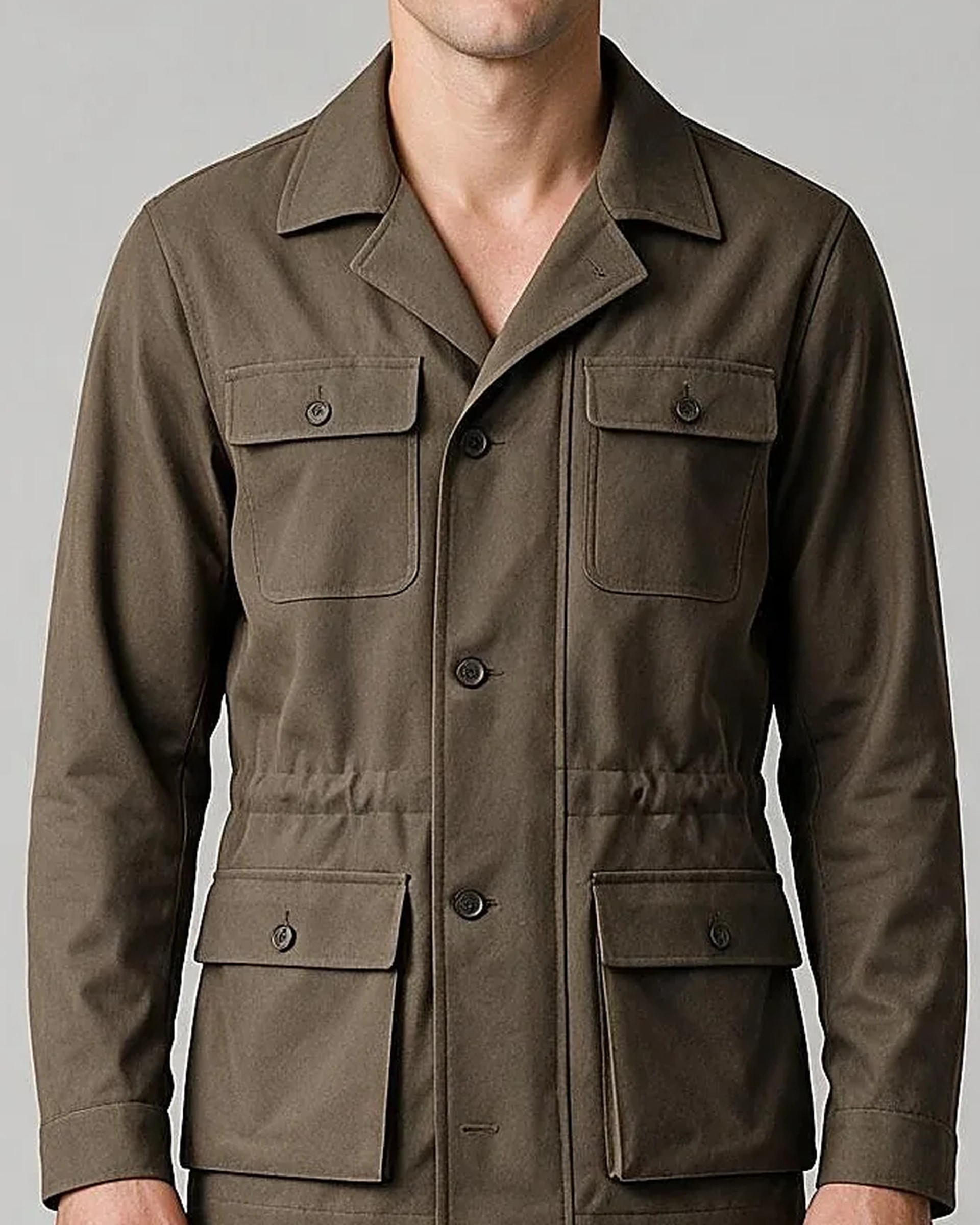 Khakigrøn Field jacket, detalje af kraven