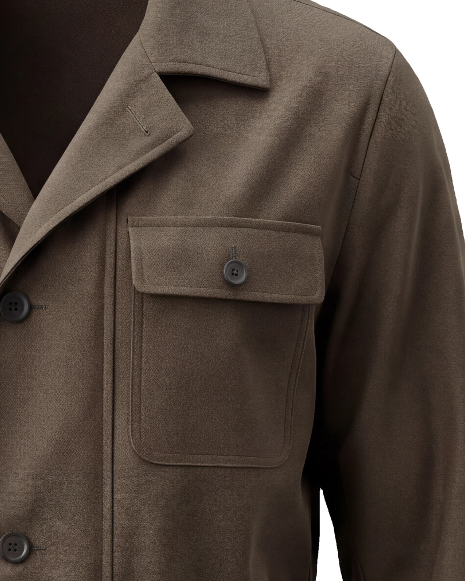 Khakigrøn Field jacket, nærbillede af lommen