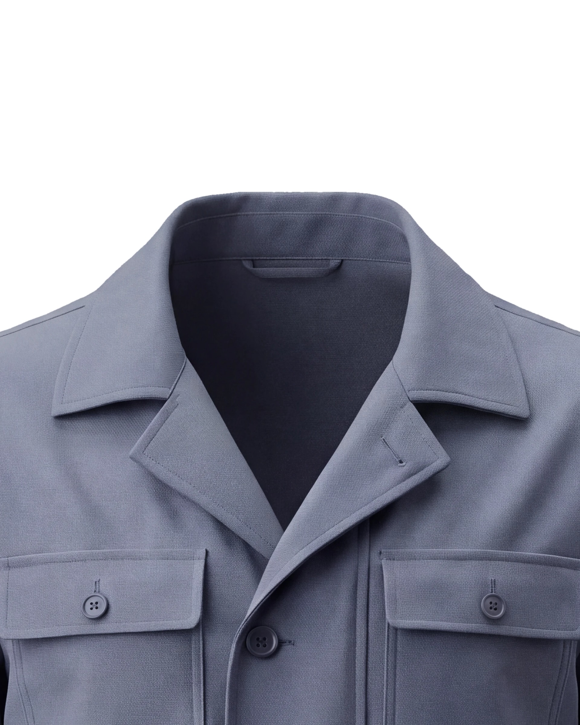Blågrå Field jacket, nærbillede af kraven
