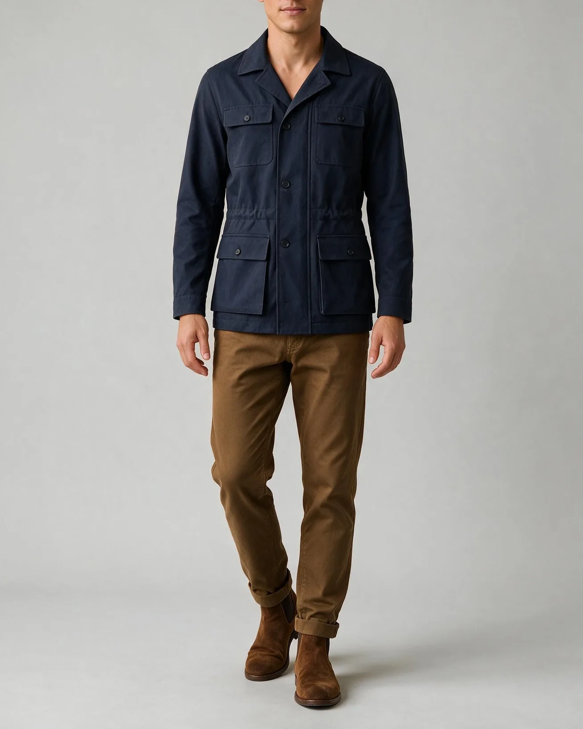 Navy Field Jacket, on model