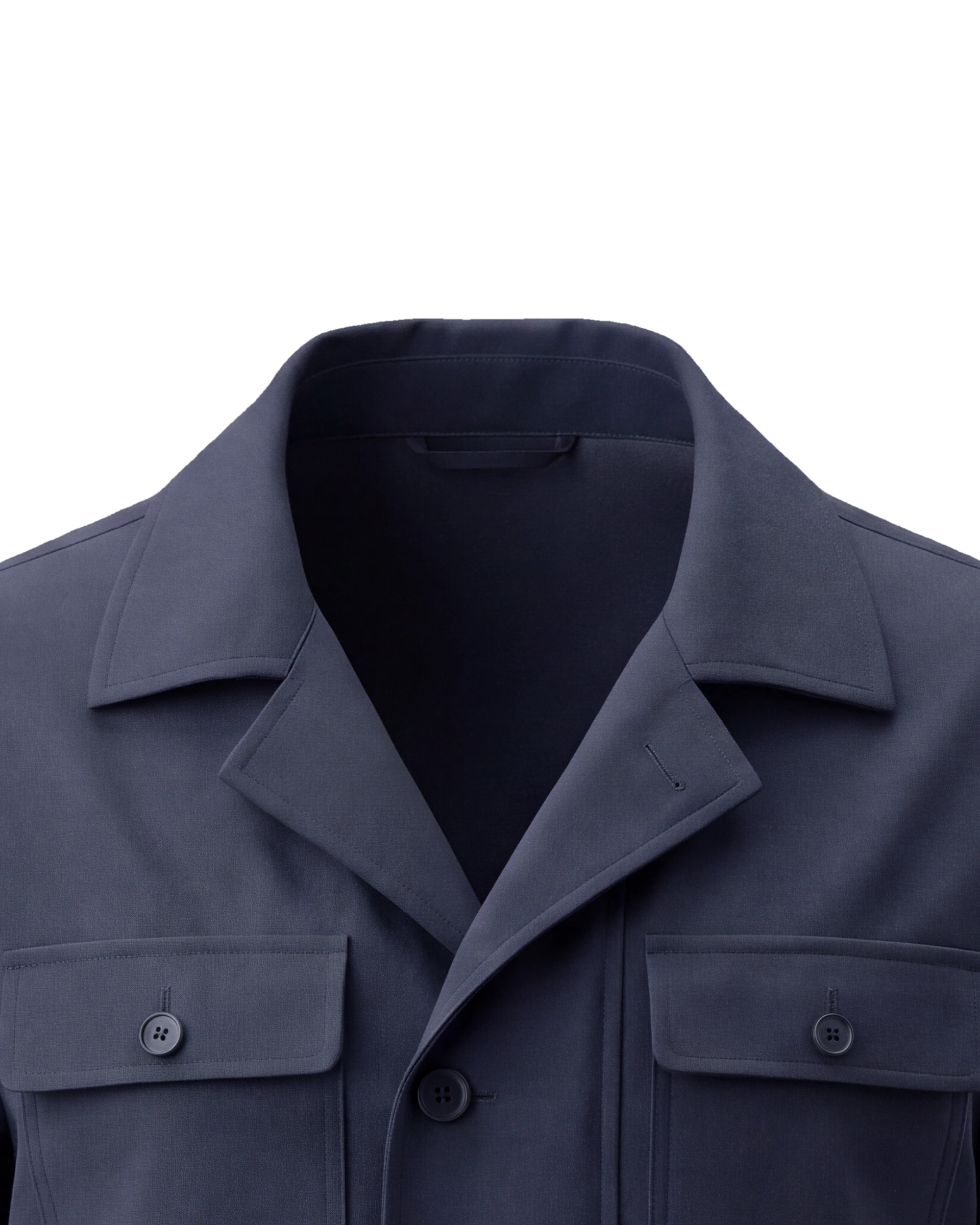 Marineblå Field jacket, nærbillede af kraven