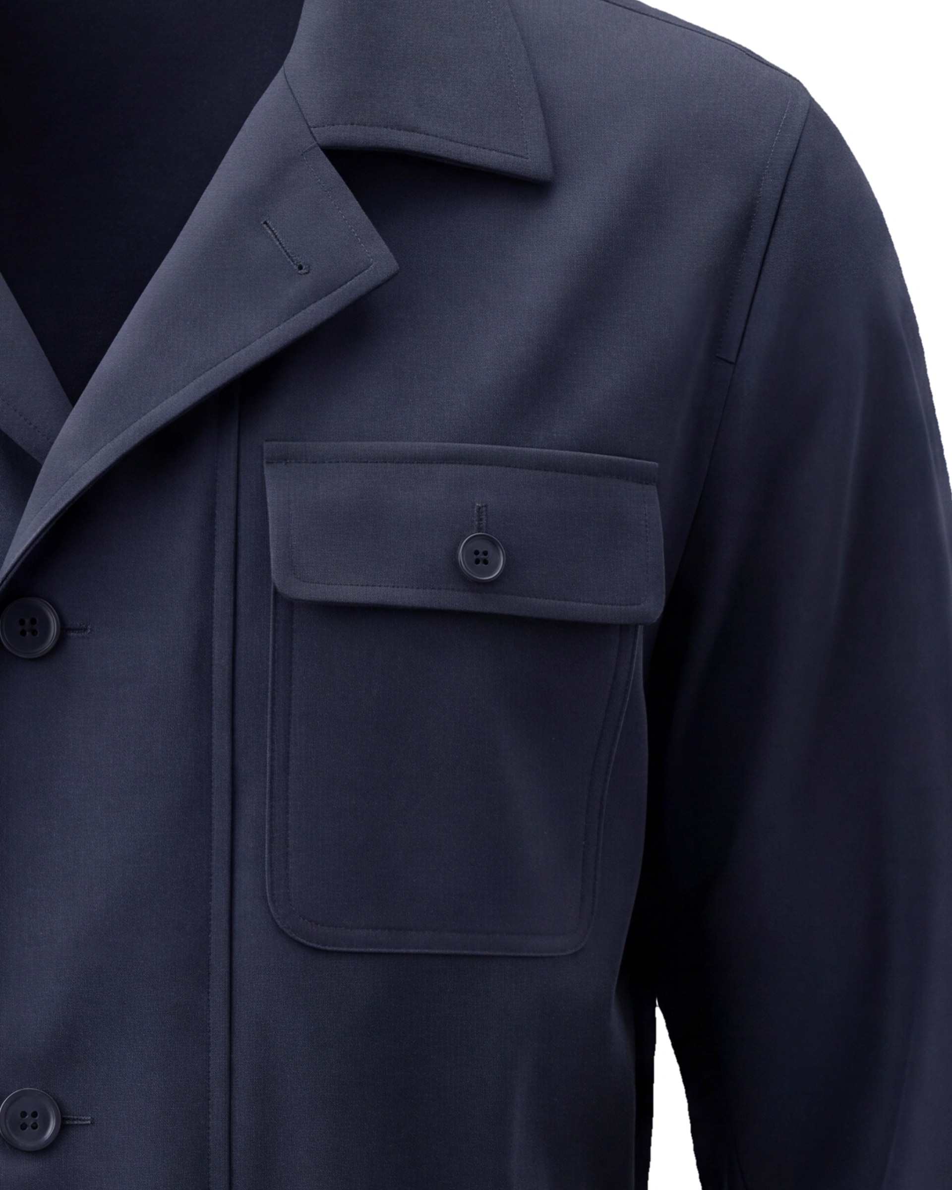 Marineblå Field jacket, nærbillede af lommen