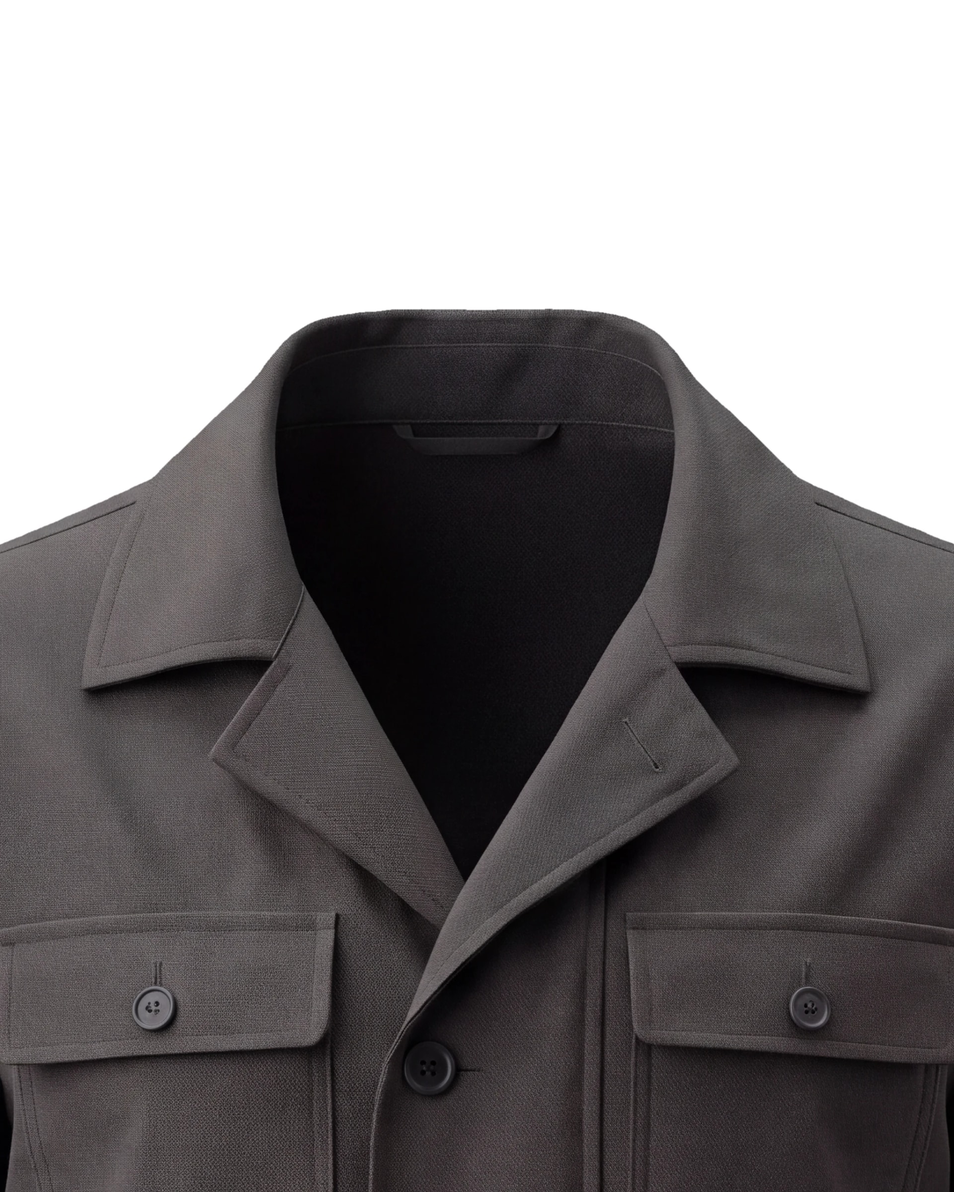 Mørk gråbrun Field jacket, nærbillede af kraven