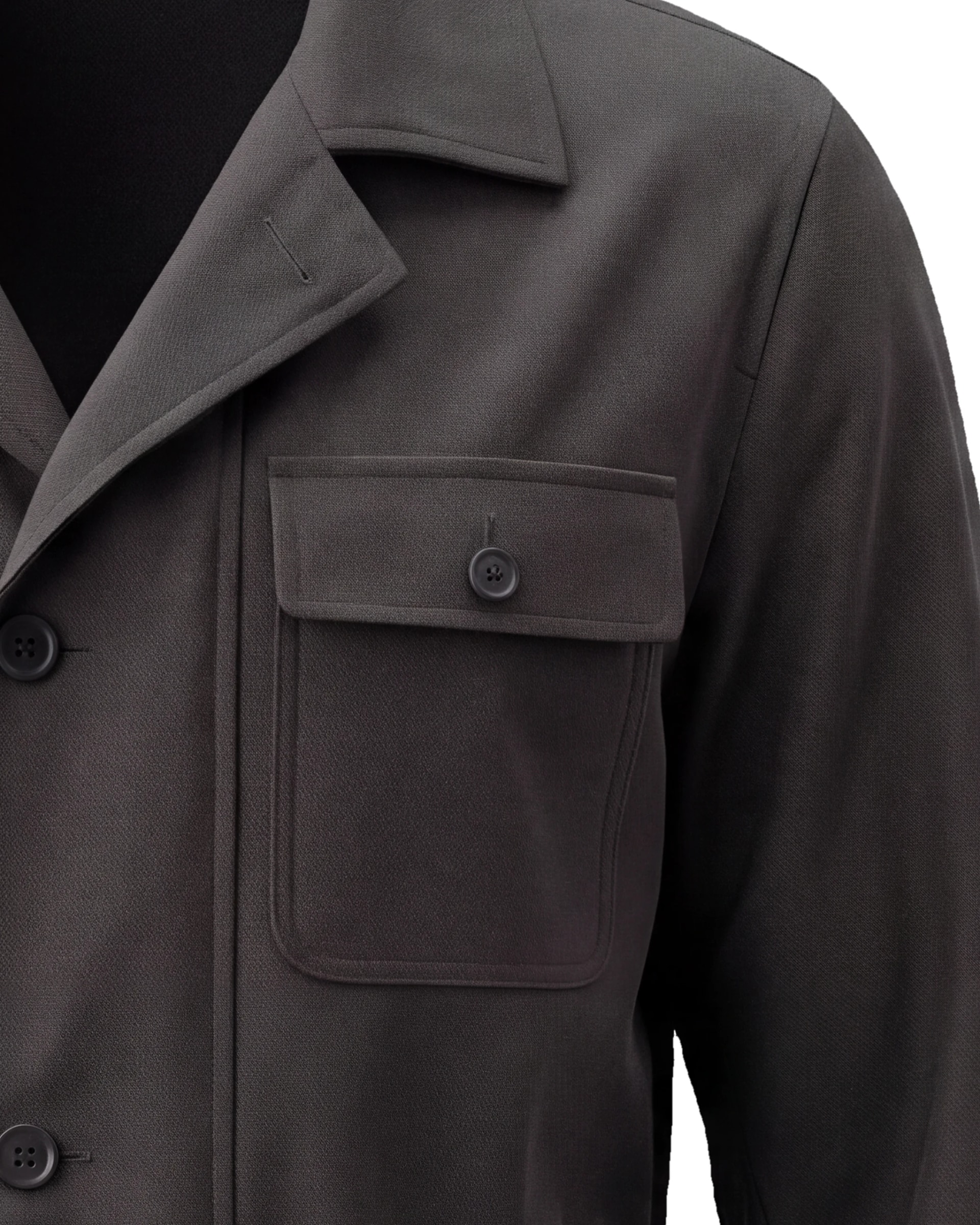 Mørk gråbrun Field jacket, nærbillede af lommen