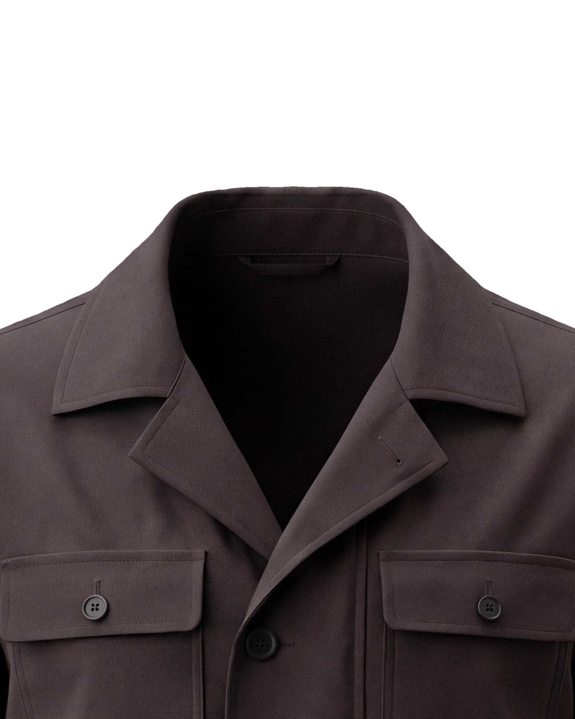 Mørkebrun Field jacket, nærbillede af kraven