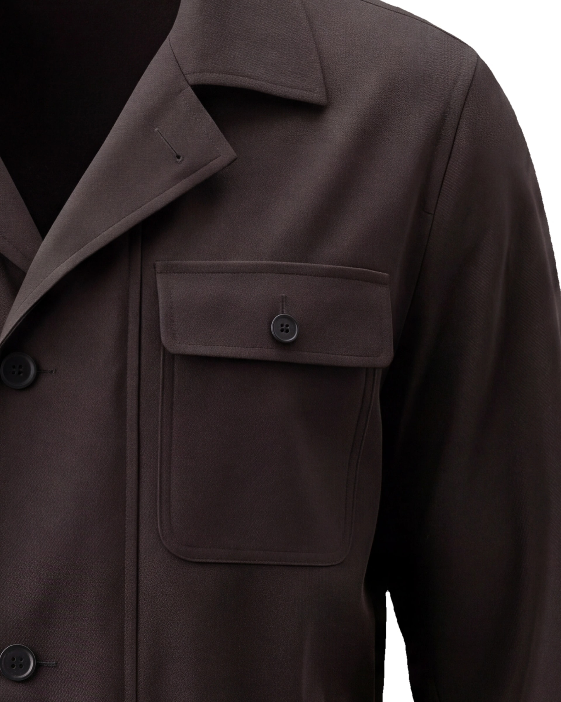 Mørkebrun Field jacket, nærbillede af lommen