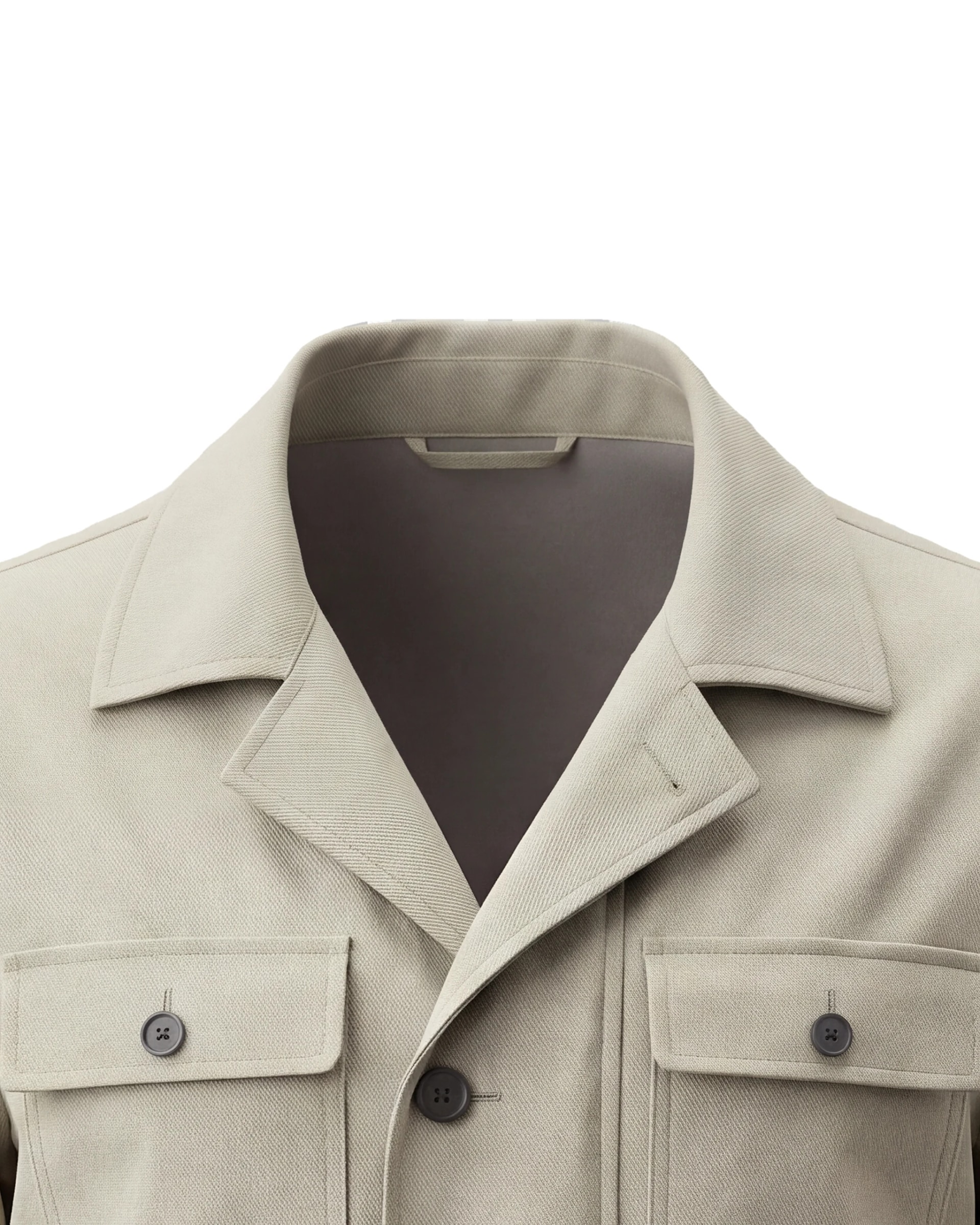 Sandfarvet Field jacket, nærbillede af kraven