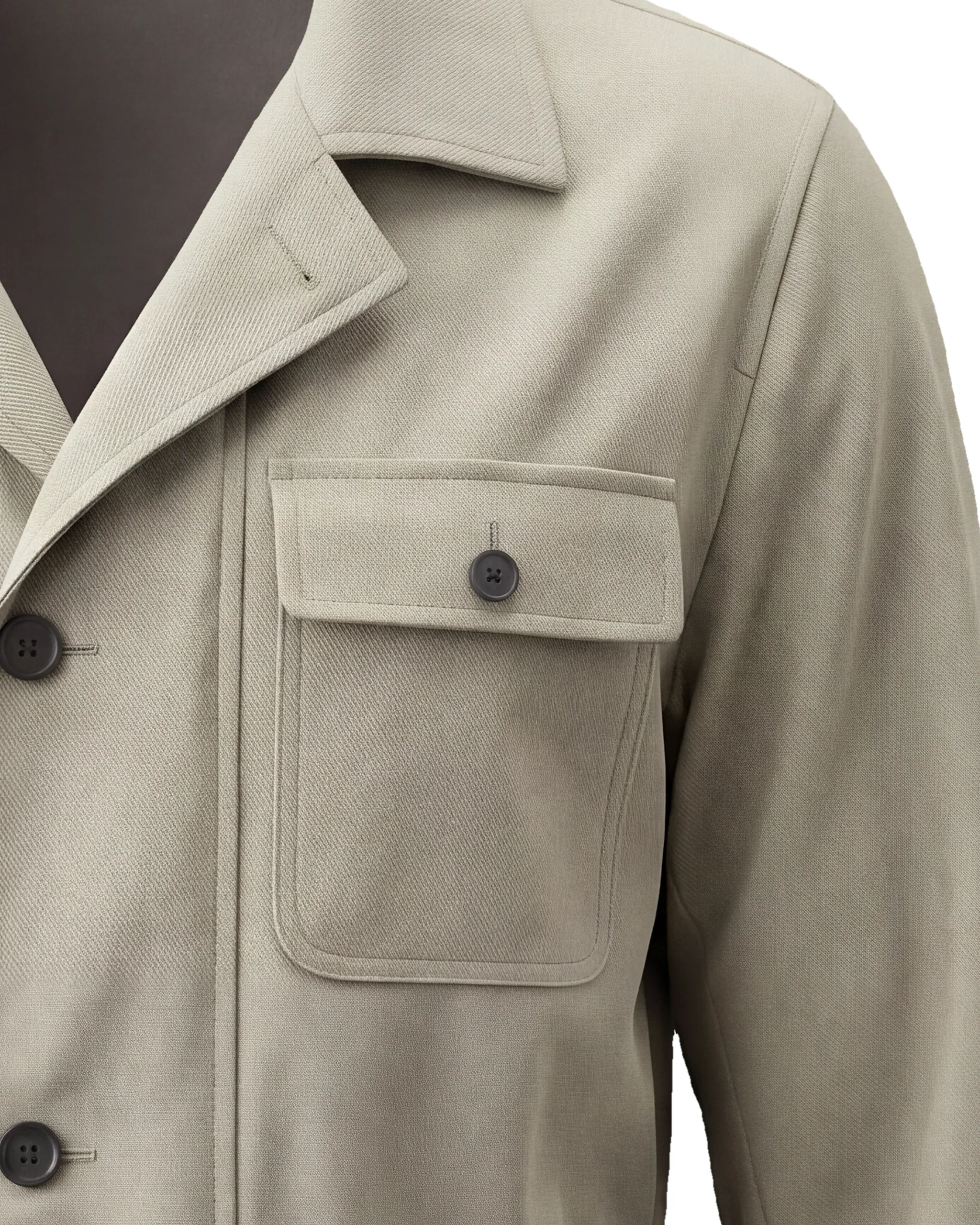 Sandfarvet Field jacket, nærbillede af lommen