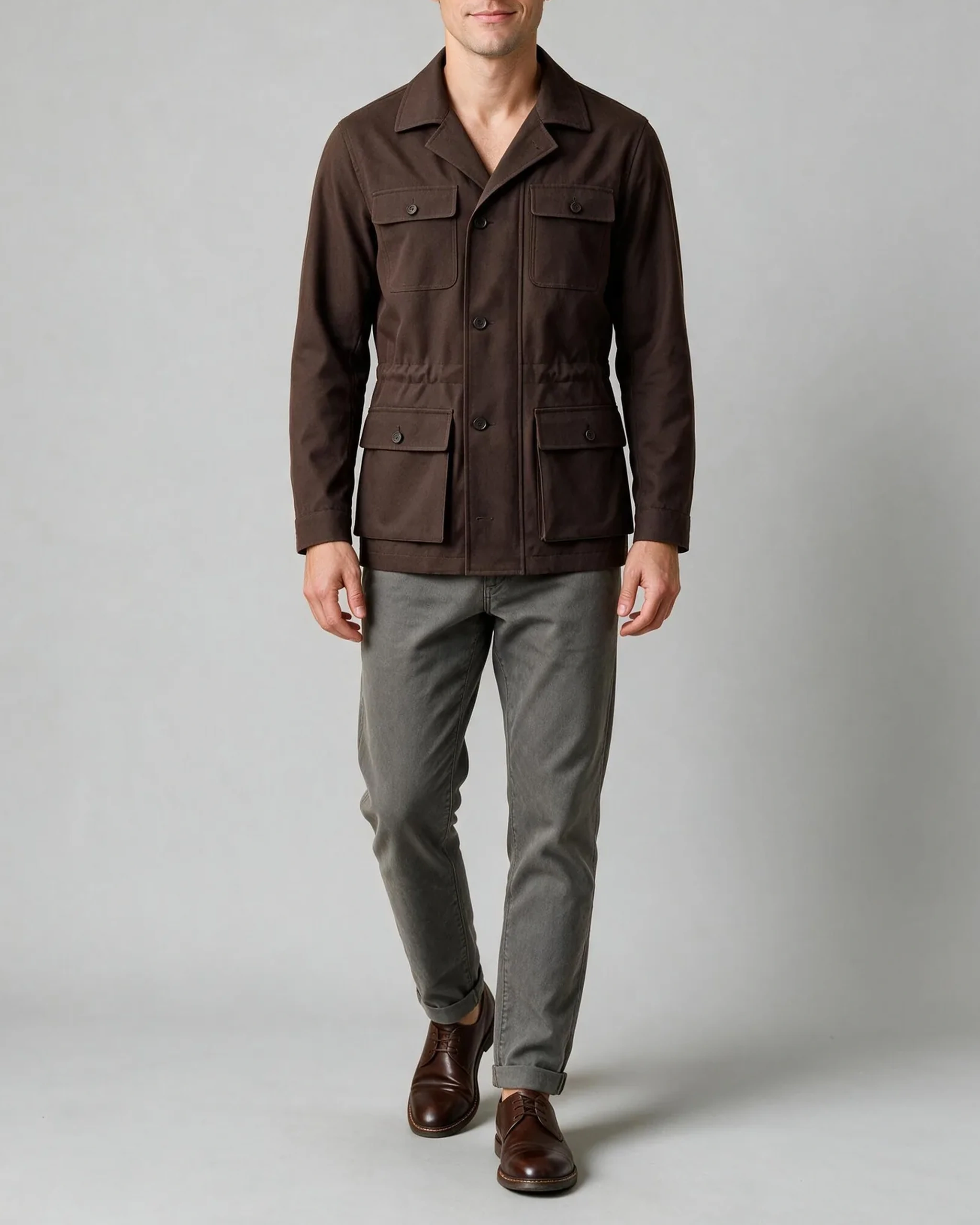 Chestnut Brown Field Jacket AW26, on model