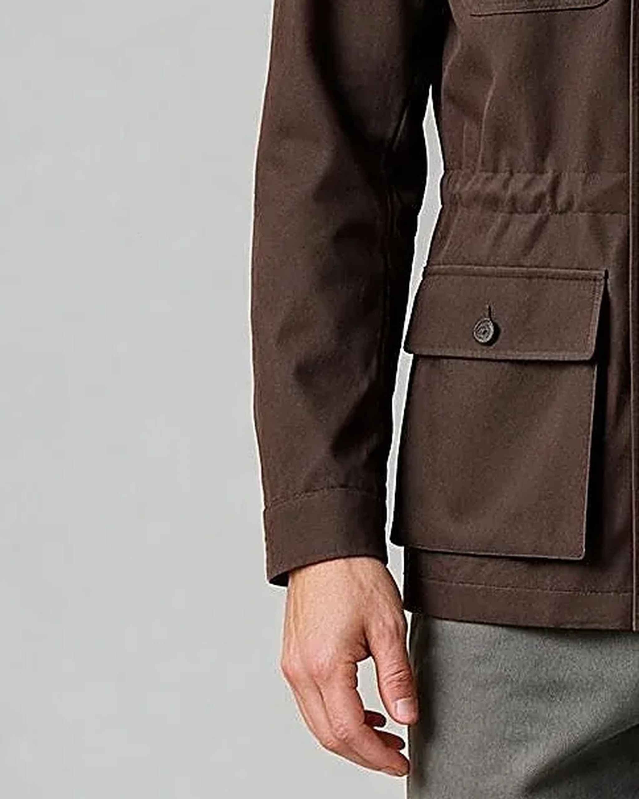 Chestnut Brown Field Jacket AW26, cuff detail