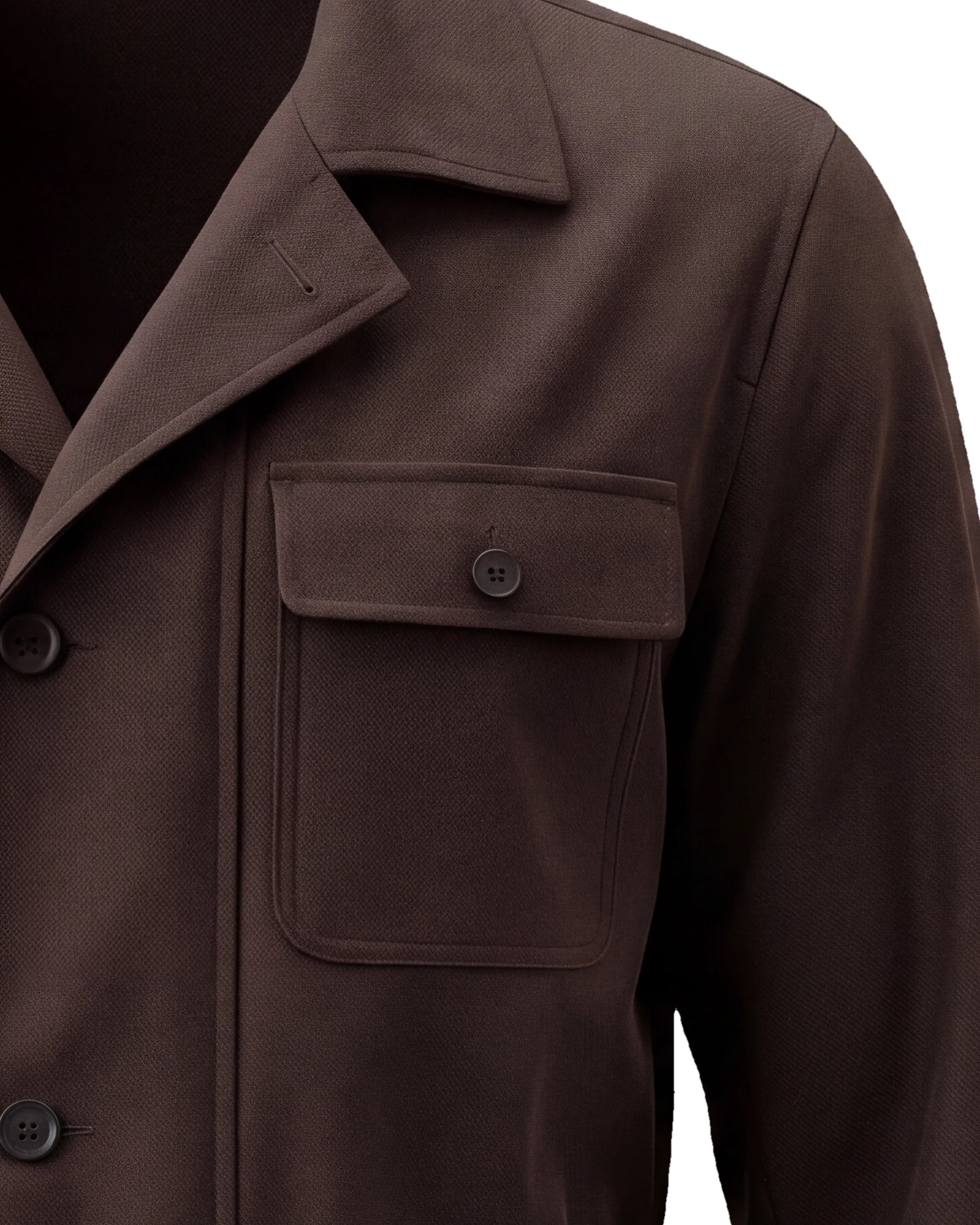 Chestnut Brown Field Jacket AW26, pocket close-up