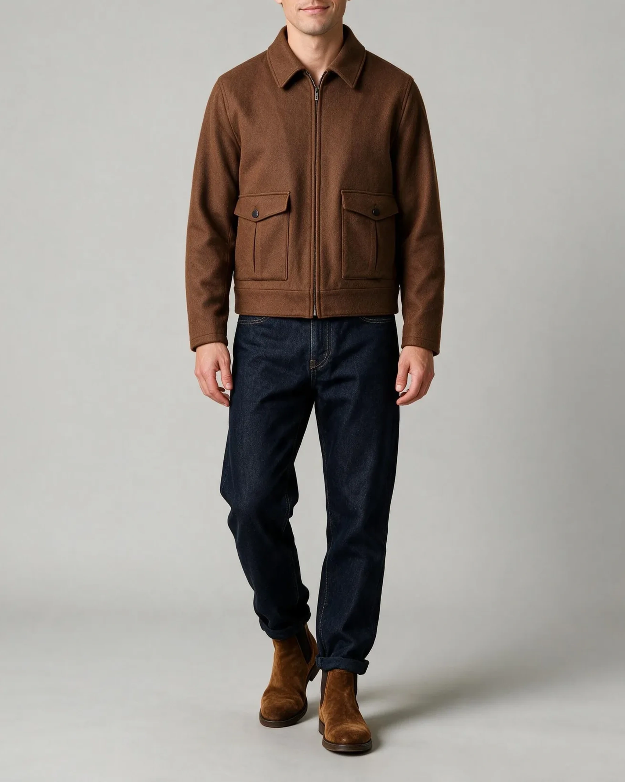 Camel Flight jacket, på model