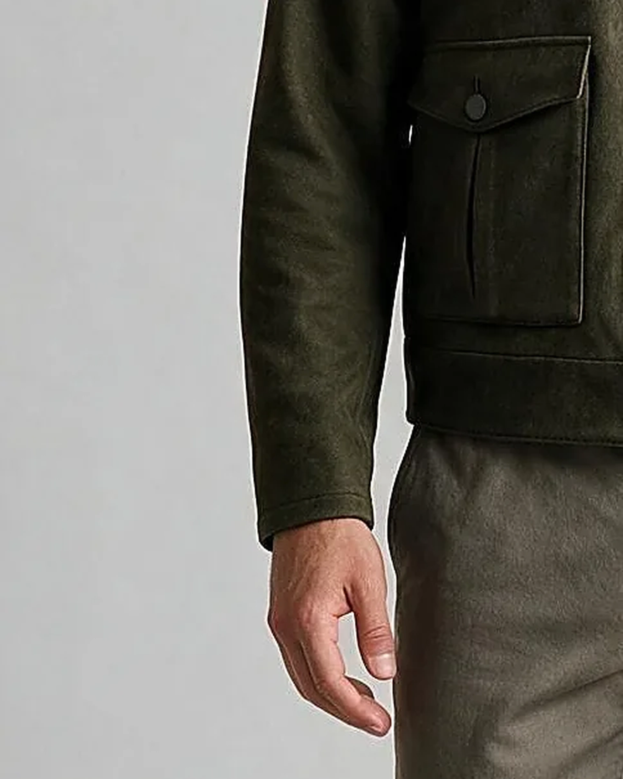 Mørk oliven Flight jacket, detalje af manchetten