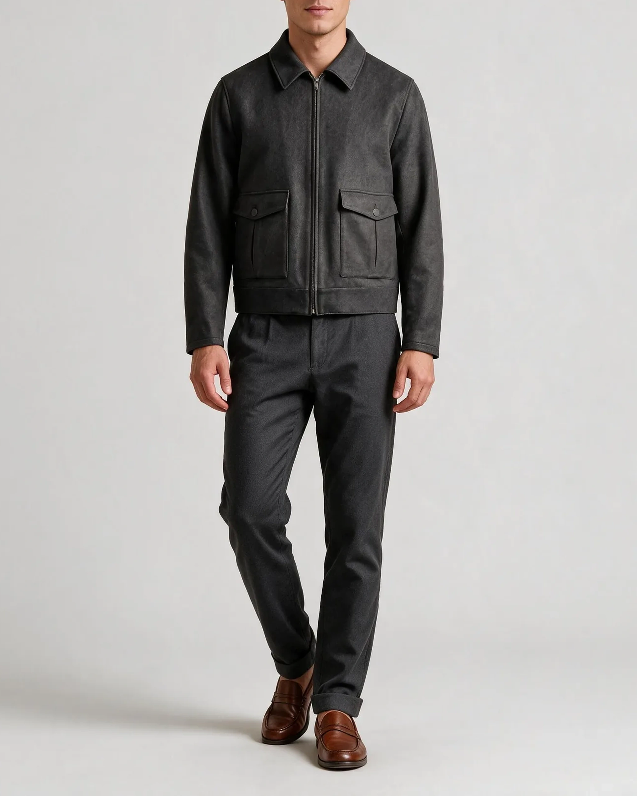 Koksgrå Flight jacket, på model