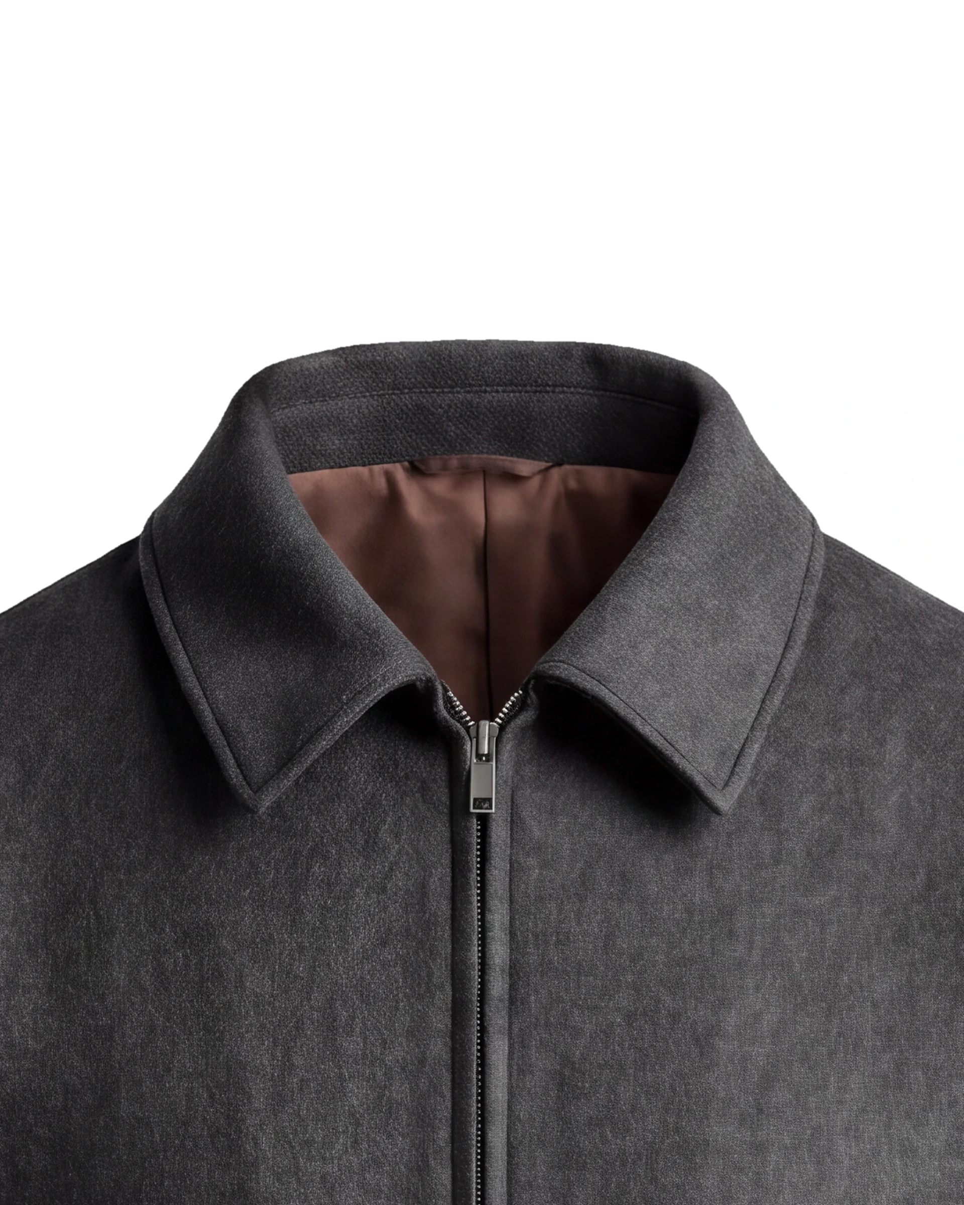 Koksgrå Flight jacket, nærbillede af kraven