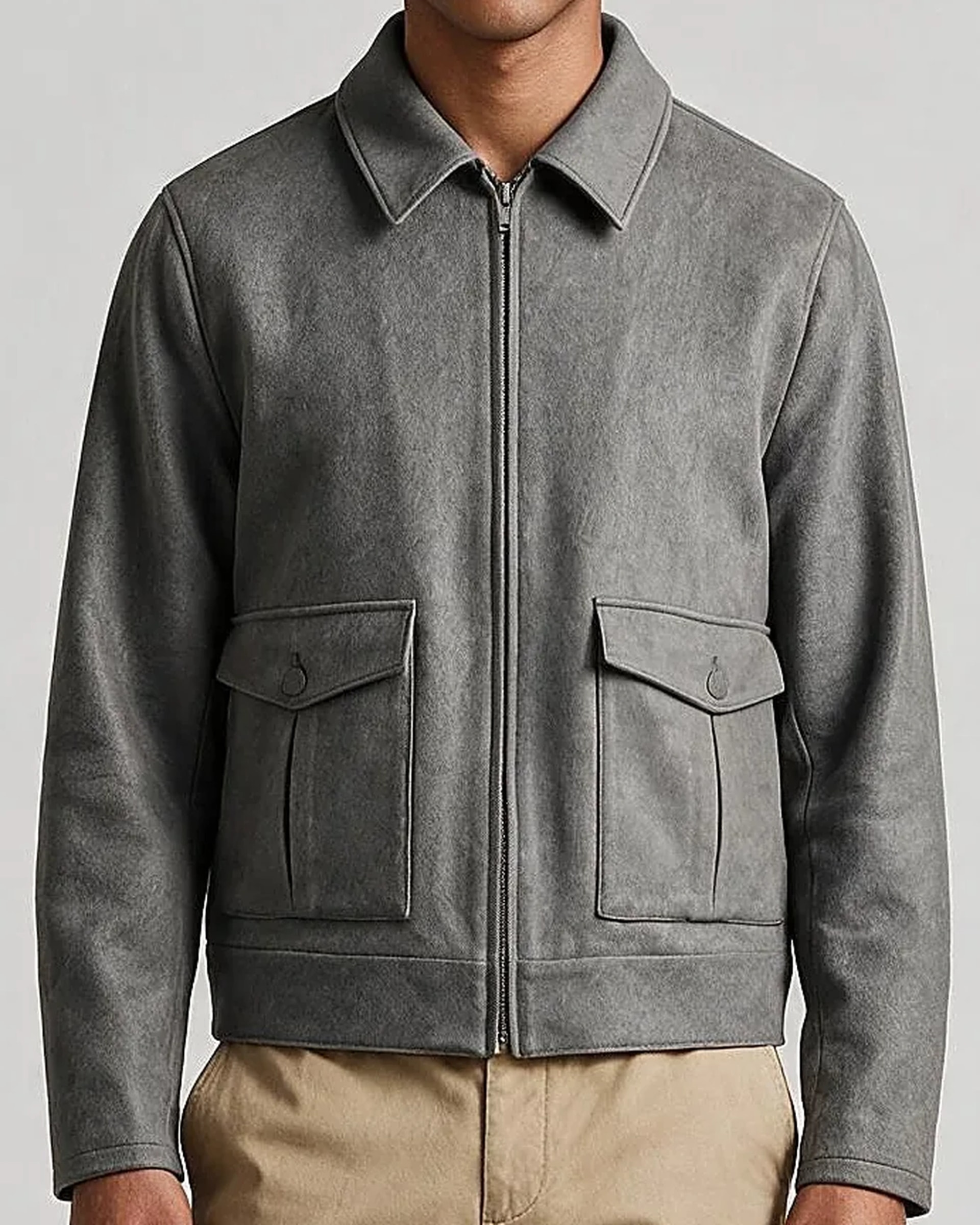 Mørk oliven vandafvisende Flight jacket, detalje af kraven