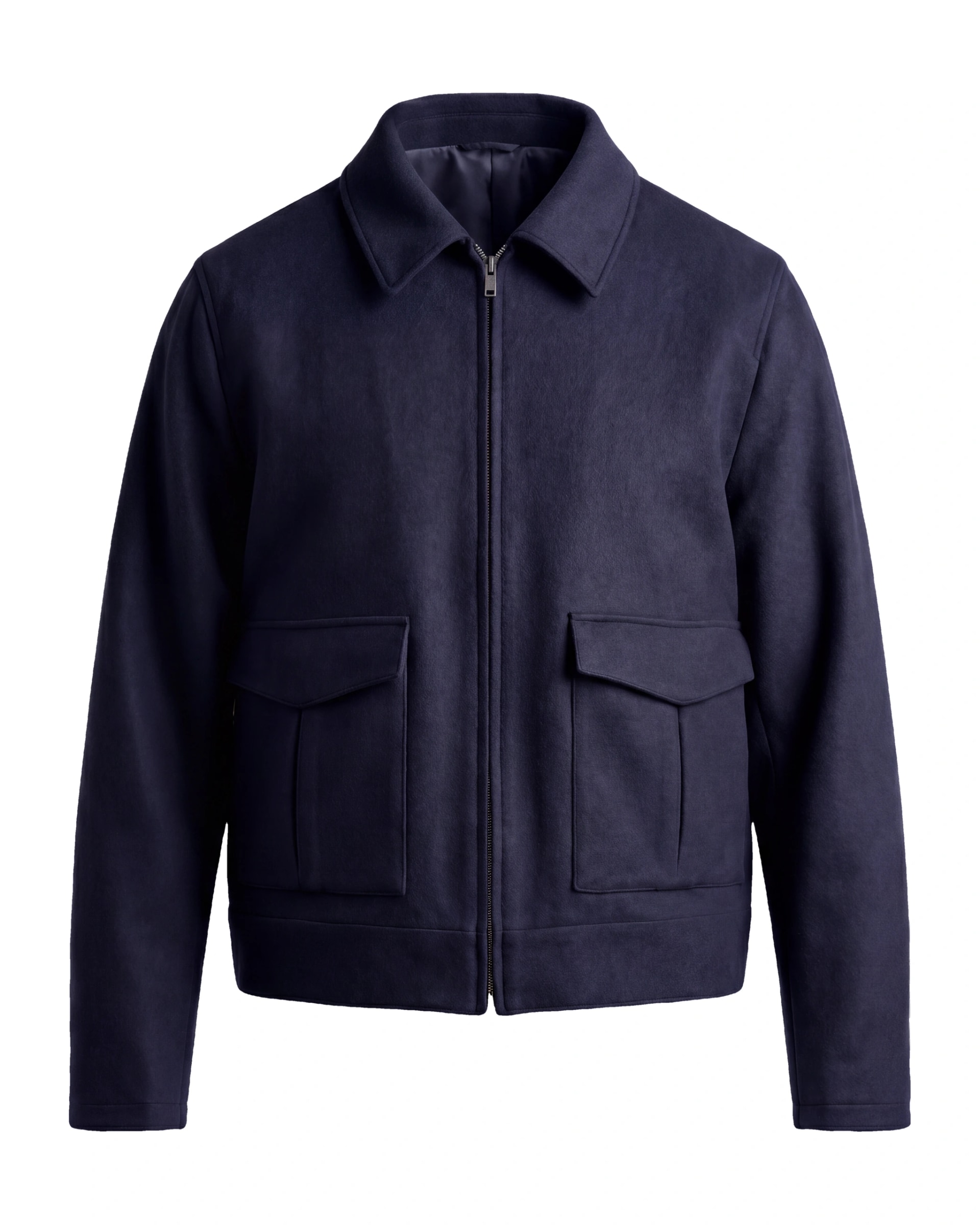 Navy Merino Wool and Cashmere Flight Jacket