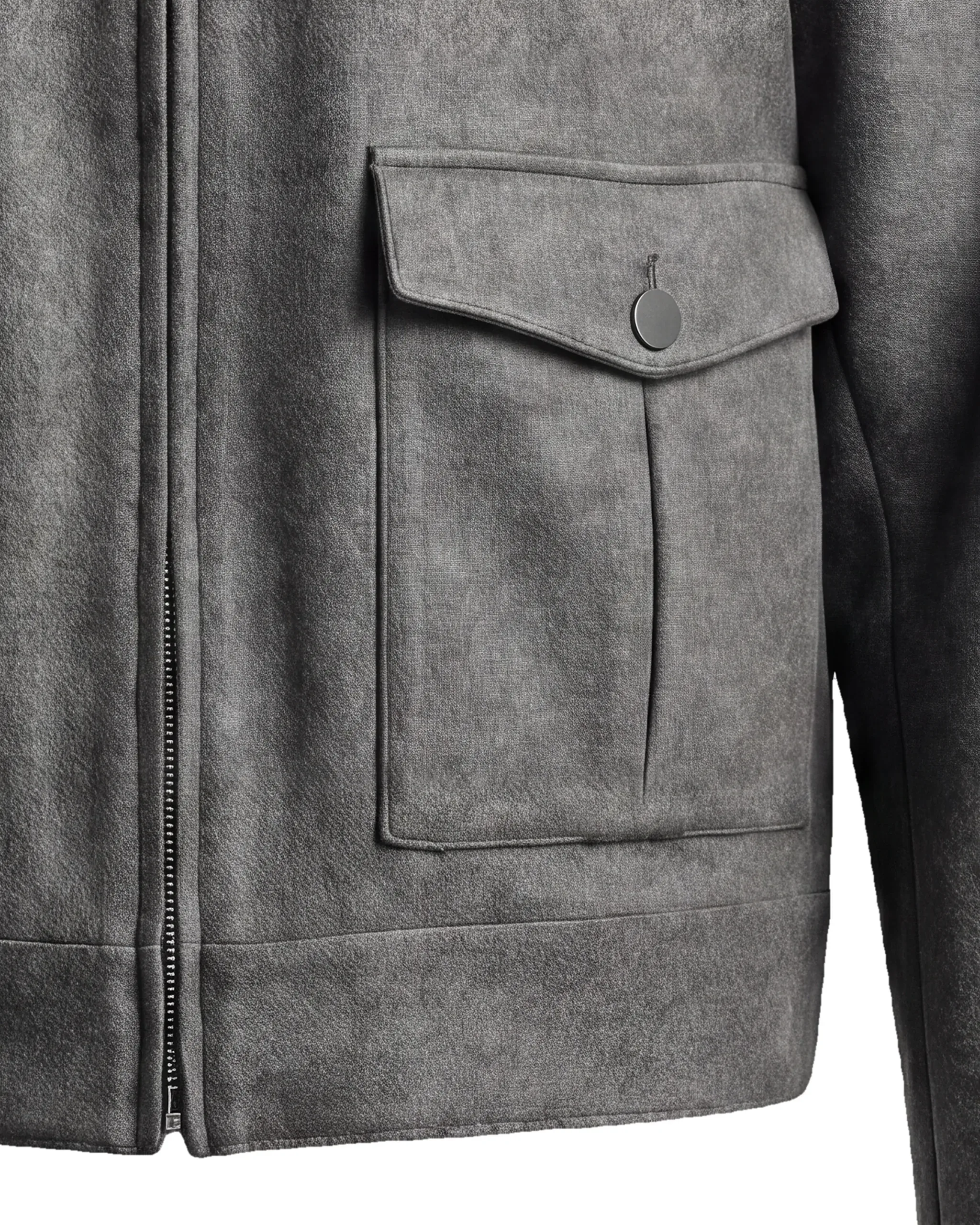 Grå Merino Uld og kashmir Flight jacket, nærbillede af lommen