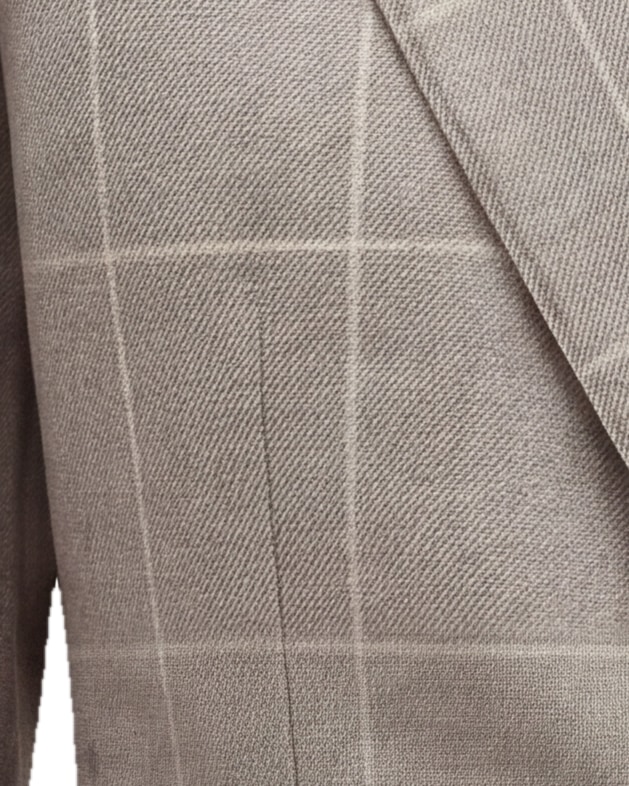 Taupe Windowpane Super 110s Blazer, fabric close-up