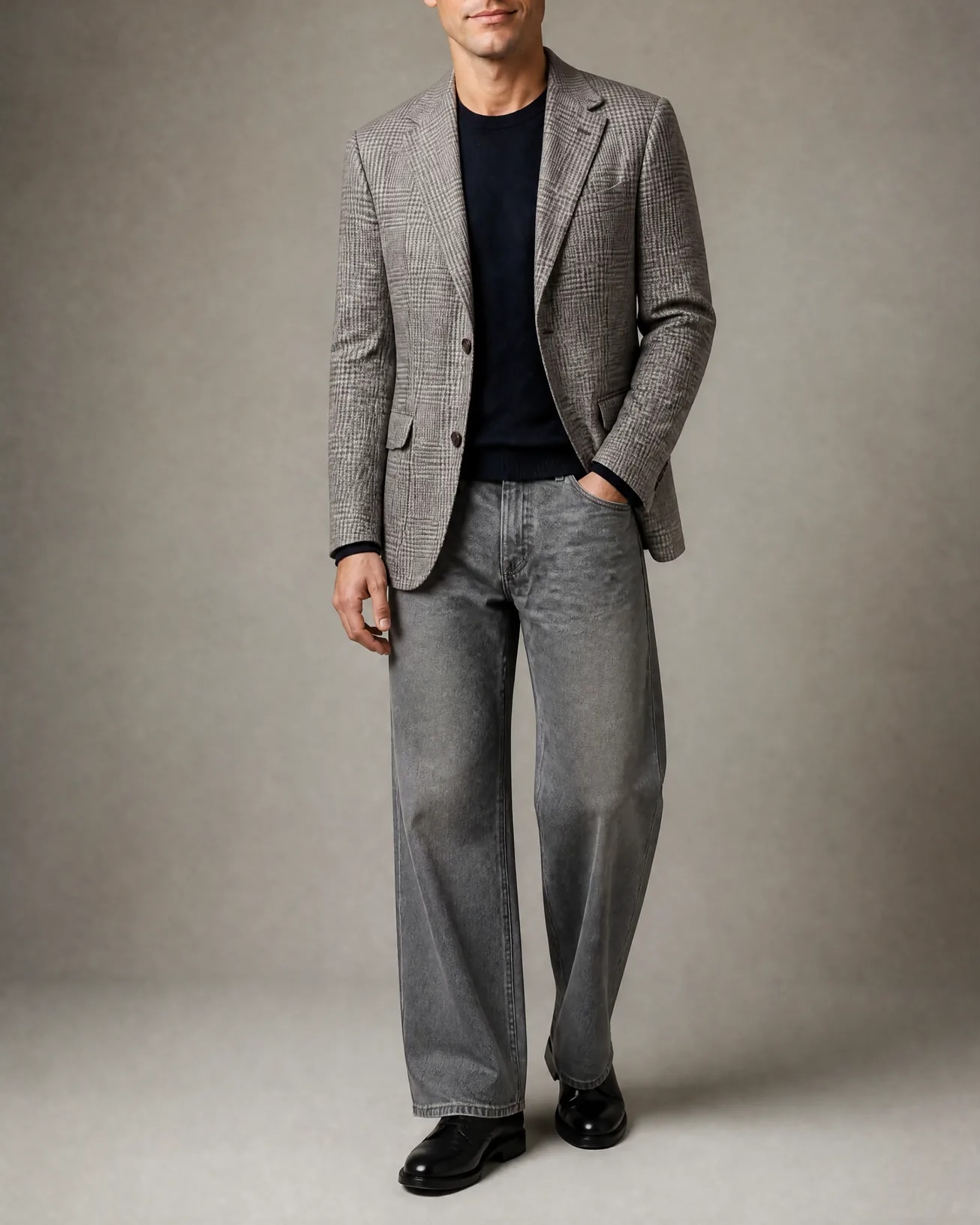 Grå Prince of Wales blazer, på model