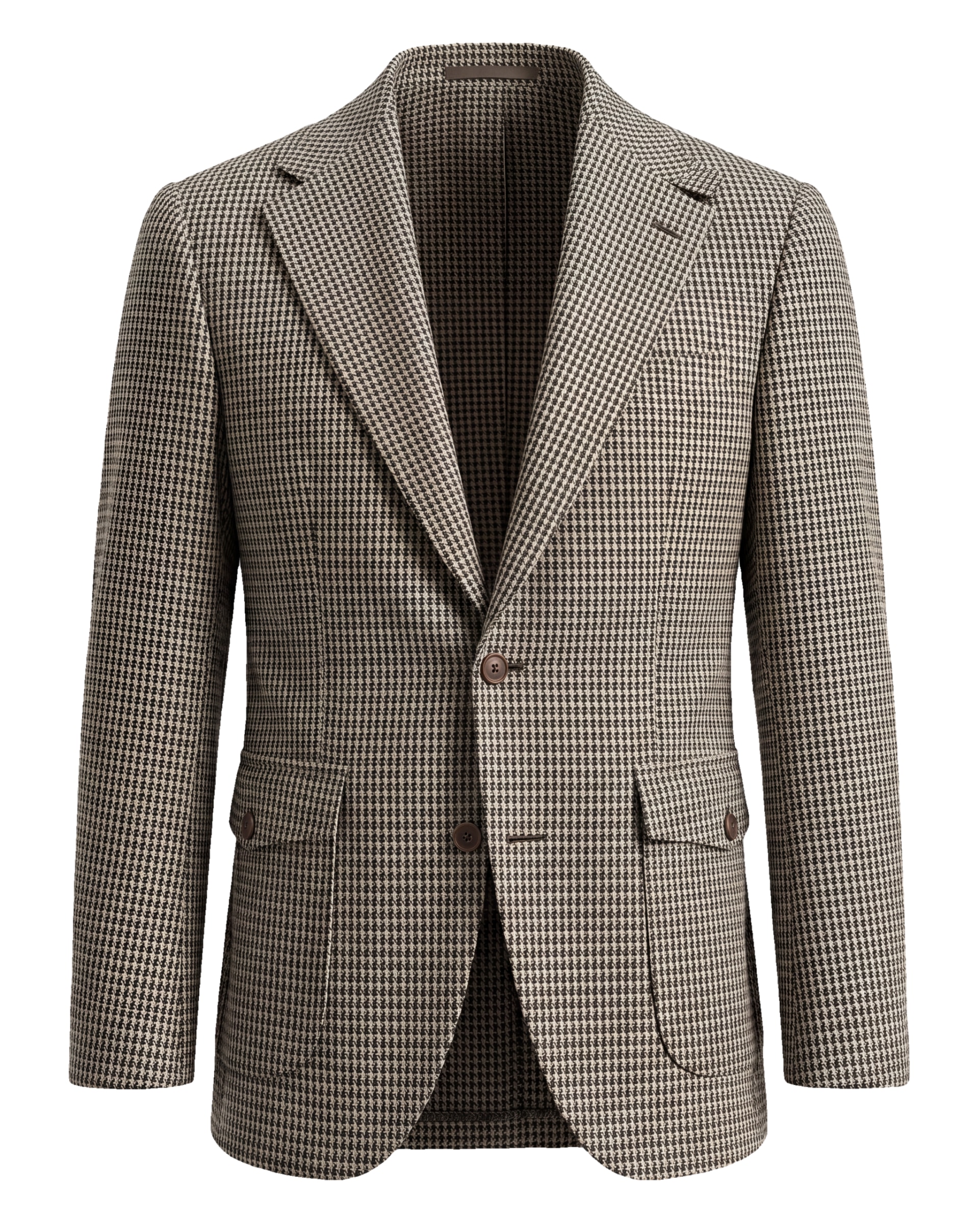 Sandbeige houndstooth blazer i engelsk uld