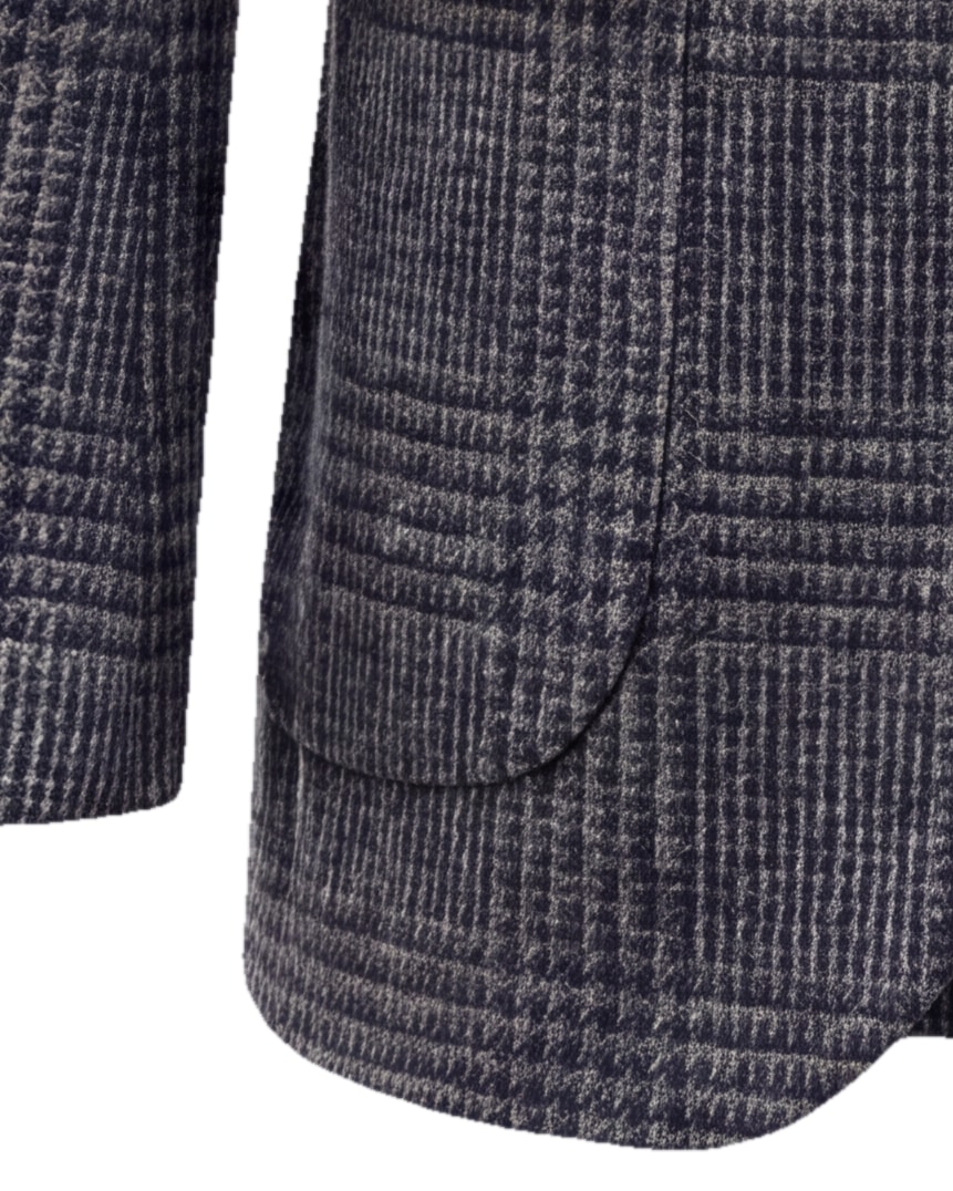 Grå glencheck blazer, detalje af manchetten
