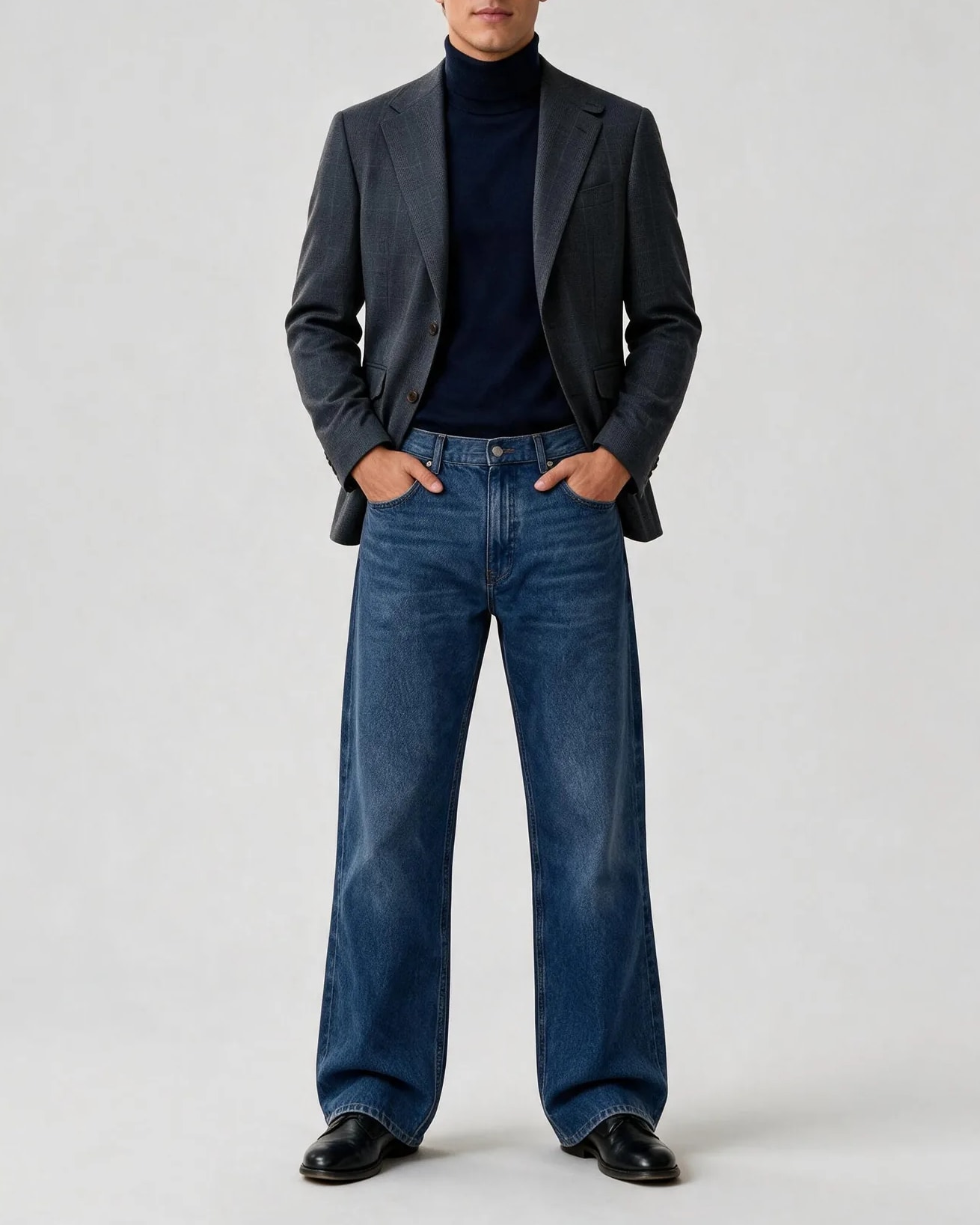 Koksgrå Prince of Wales Super 130s blazer, på model