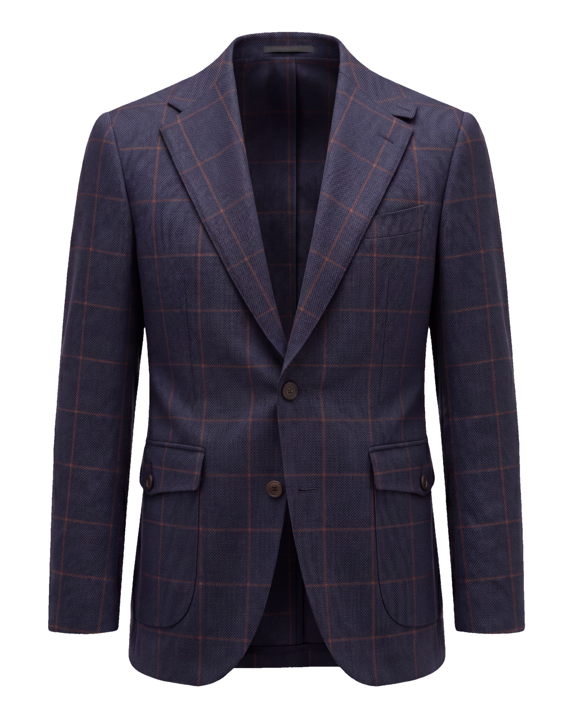Marineblå og rødbrun windowpane blazer