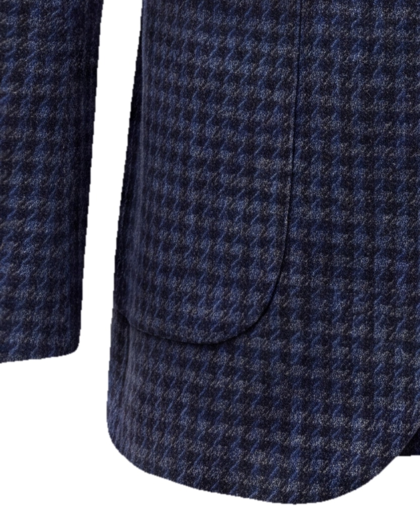 Dark Navy Houndstooth Blazer, cuff detail
