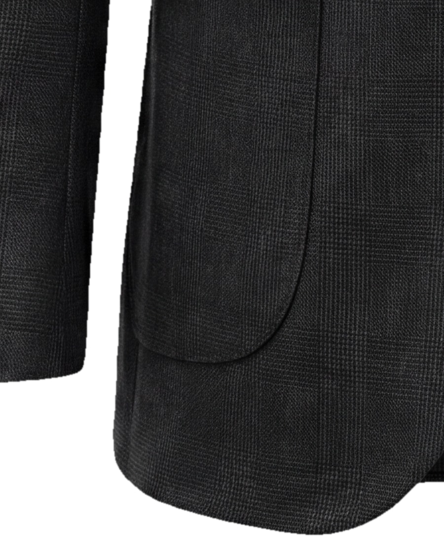 Grå herringbone Super 110s blazer, detalje af manchetten