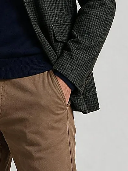 Mørk oliven houndstooth blazer, detalje af lommen