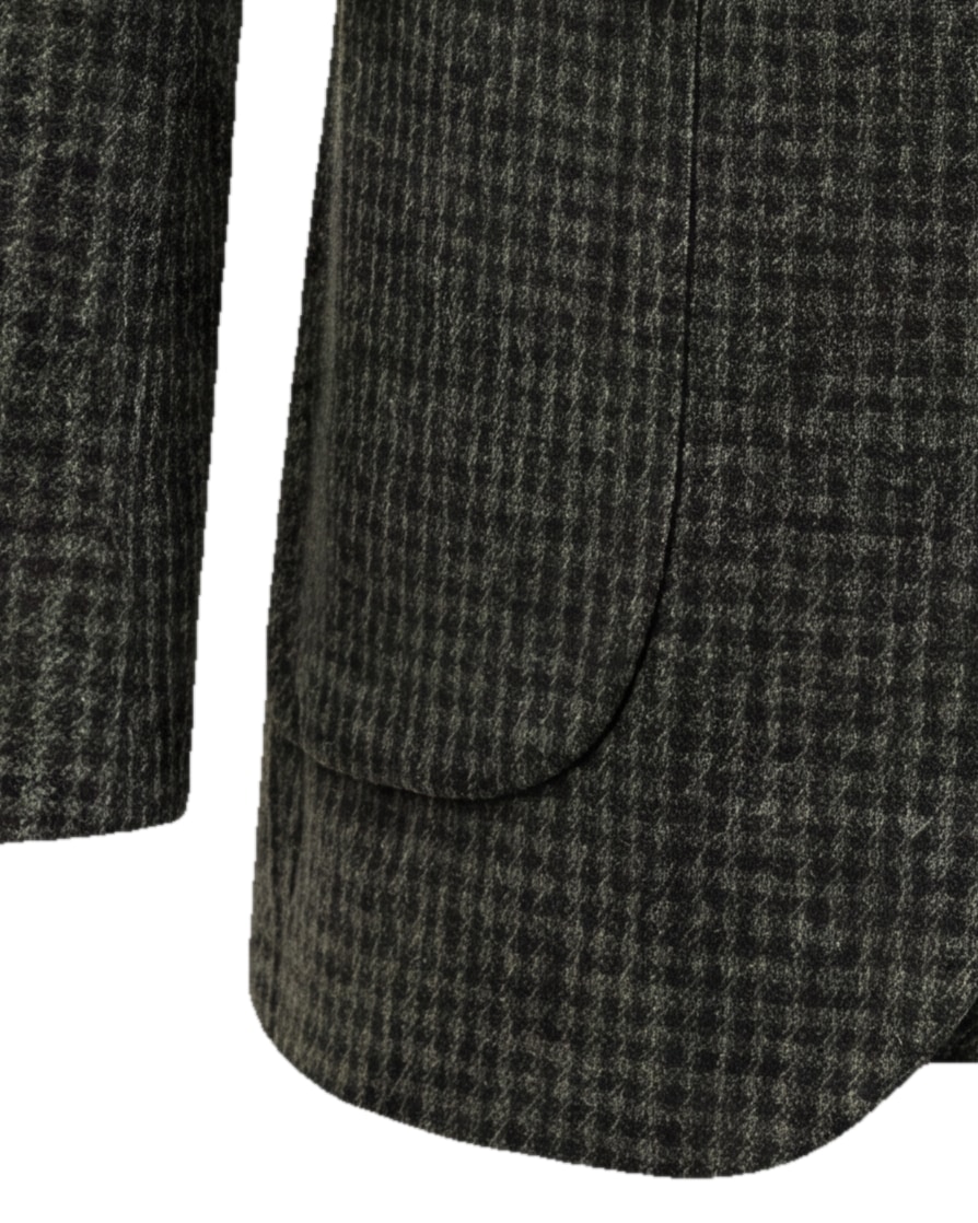 Mørk oliven houndstooth blazer, detalje af manchetten