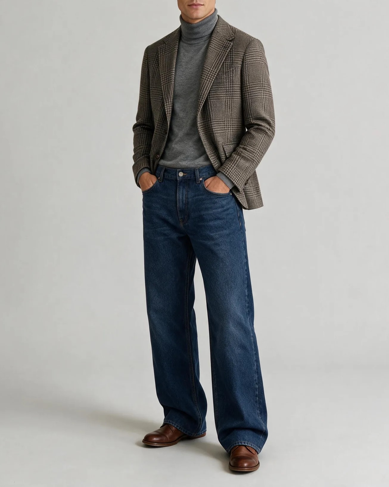Taupe Prince of Wales blazer, på model