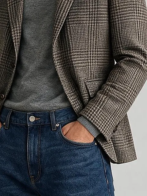 Taupe Prince of Wales Blazer, pocket detail